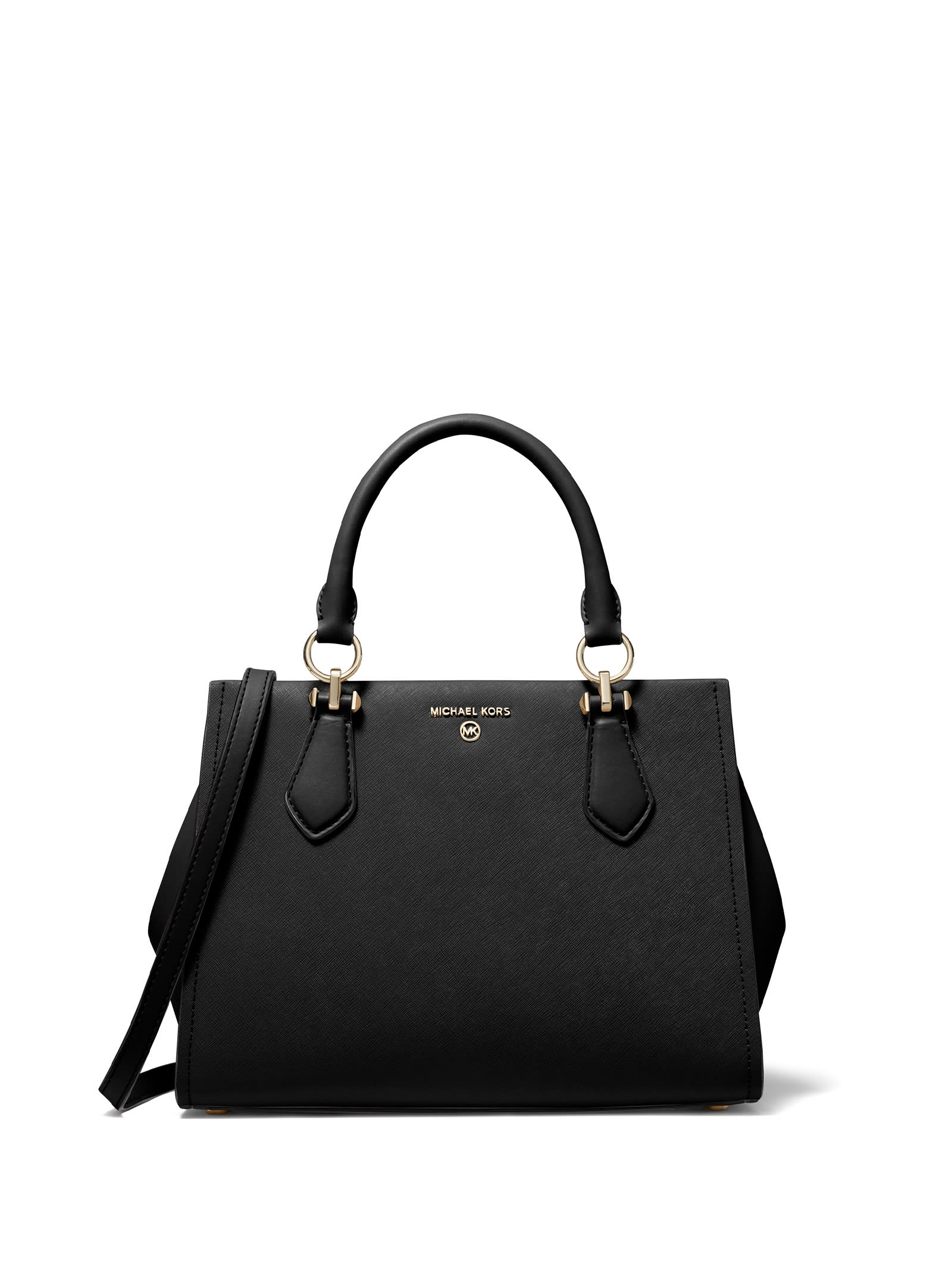 Shop Michael Kors Medium Marilyn Handbag With Logo In Black