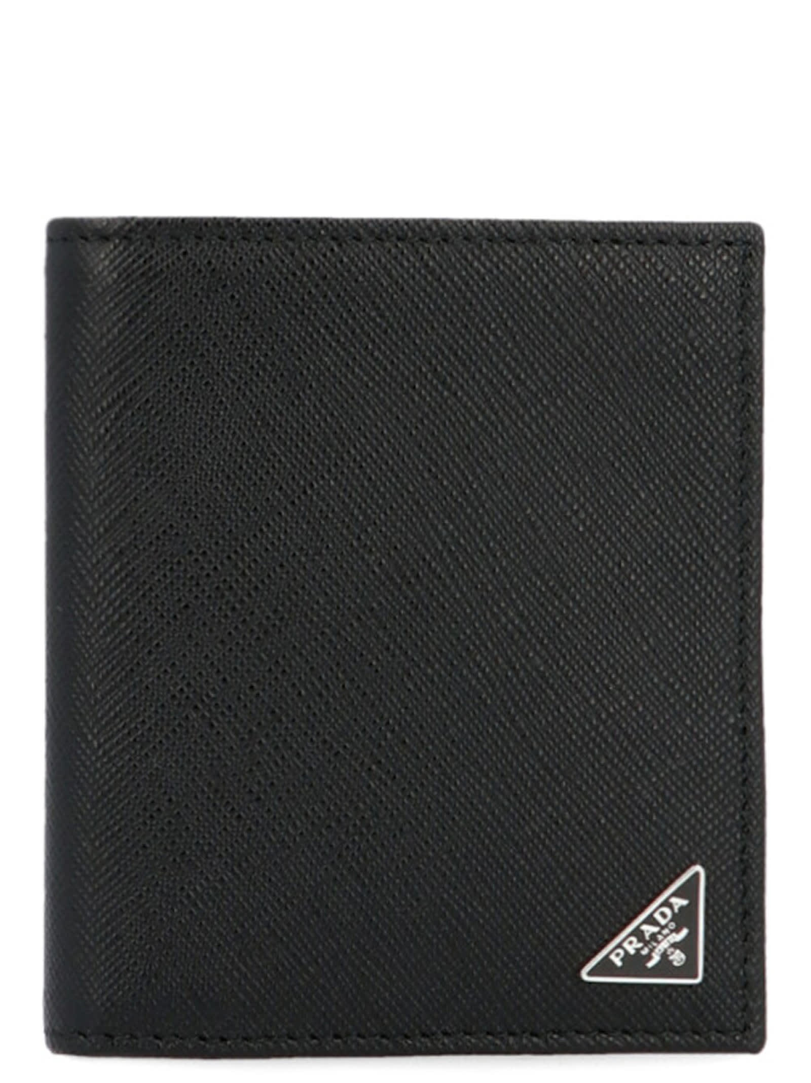 Prada Black Leather Wallet In Nero