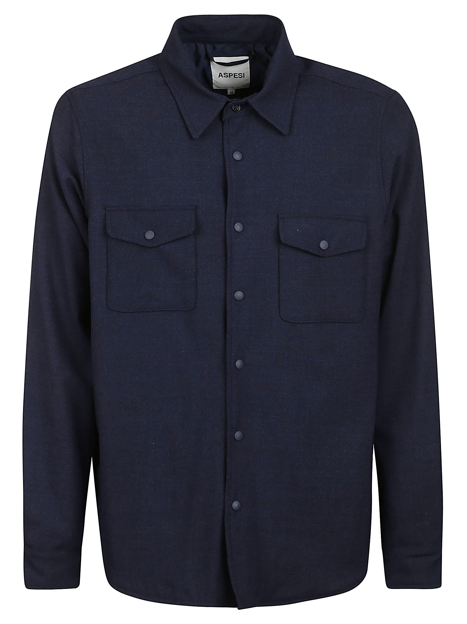 Aspesi Two Pockets Shirt In Blue
