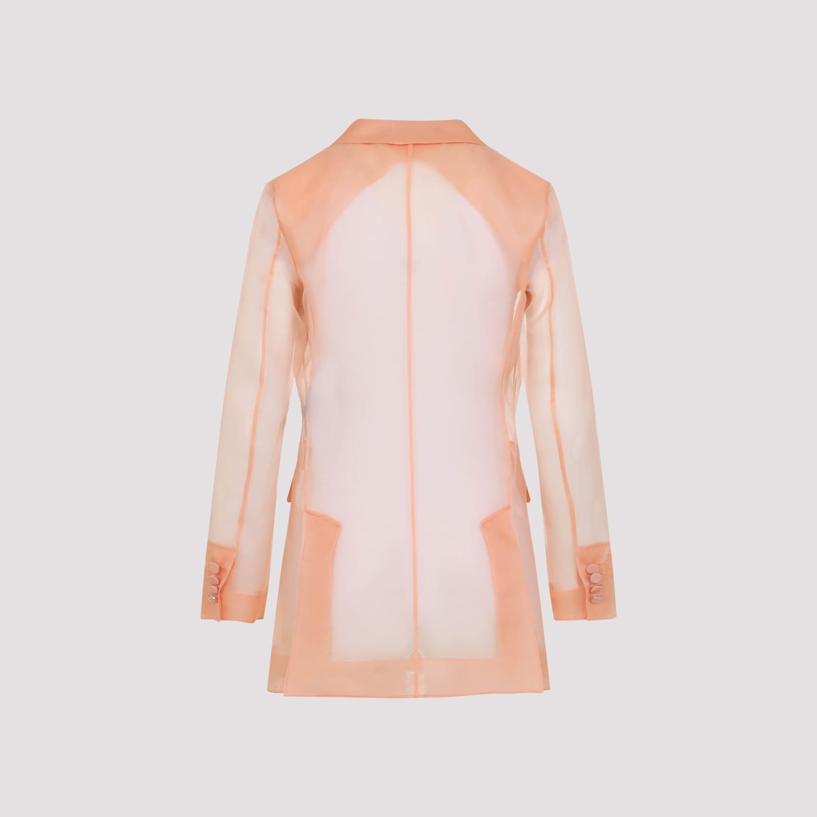 Max Mara Silk Organza Double-breasted Blazer In Pink