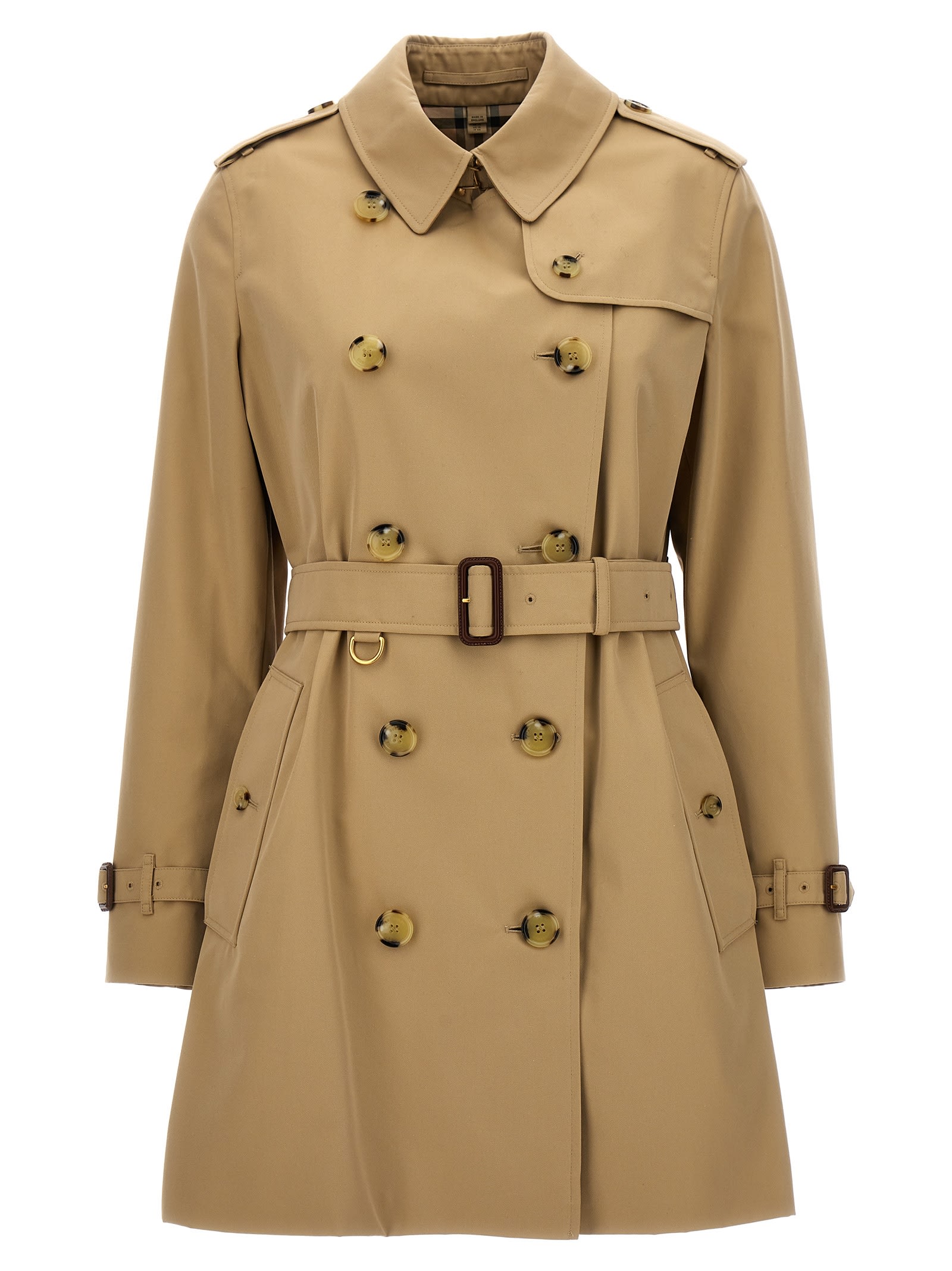 Shop Burberry Kensington Short Trench Coat In Beige