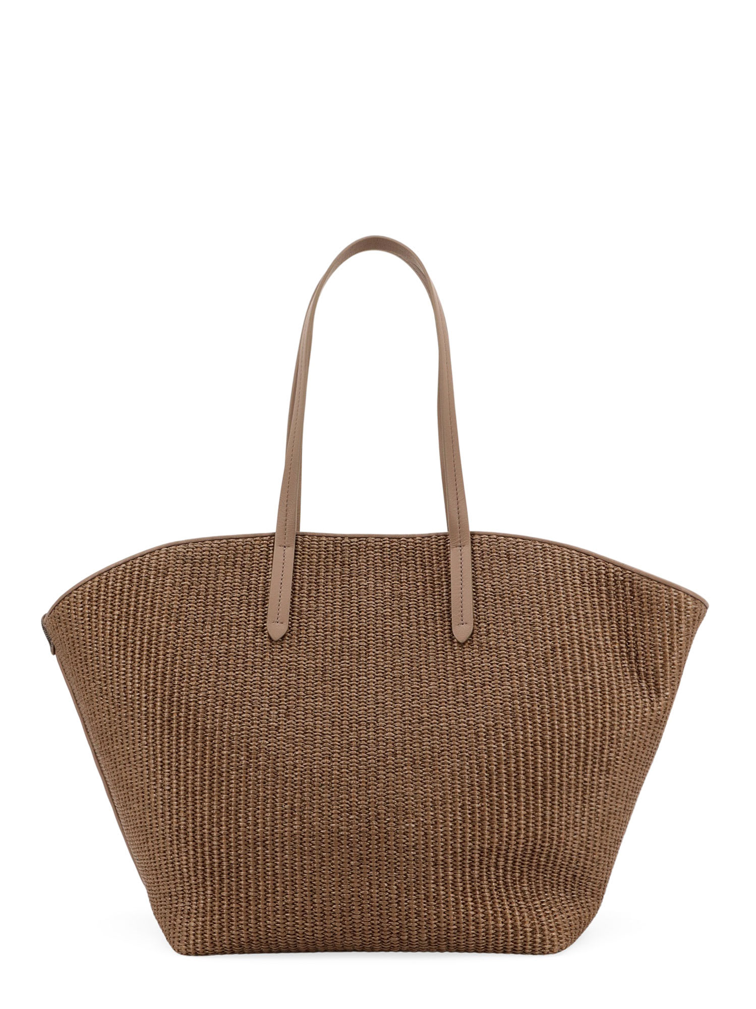 Brunello Cucinelli Braided Rafia Shoulder Bag In Brown