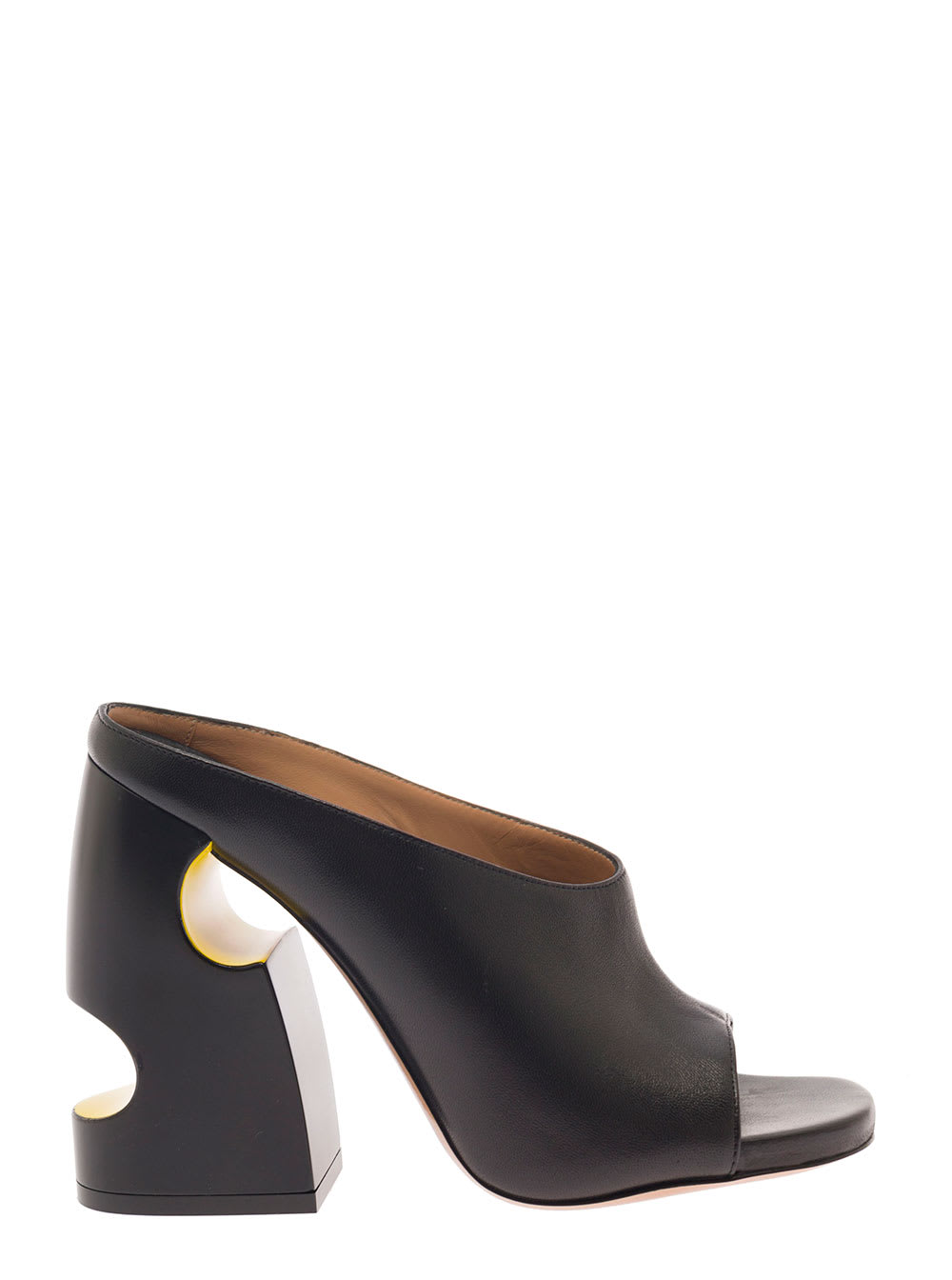 OFF-WHITE POP METEOR MULES IN BLACK LEATHER WOMAN