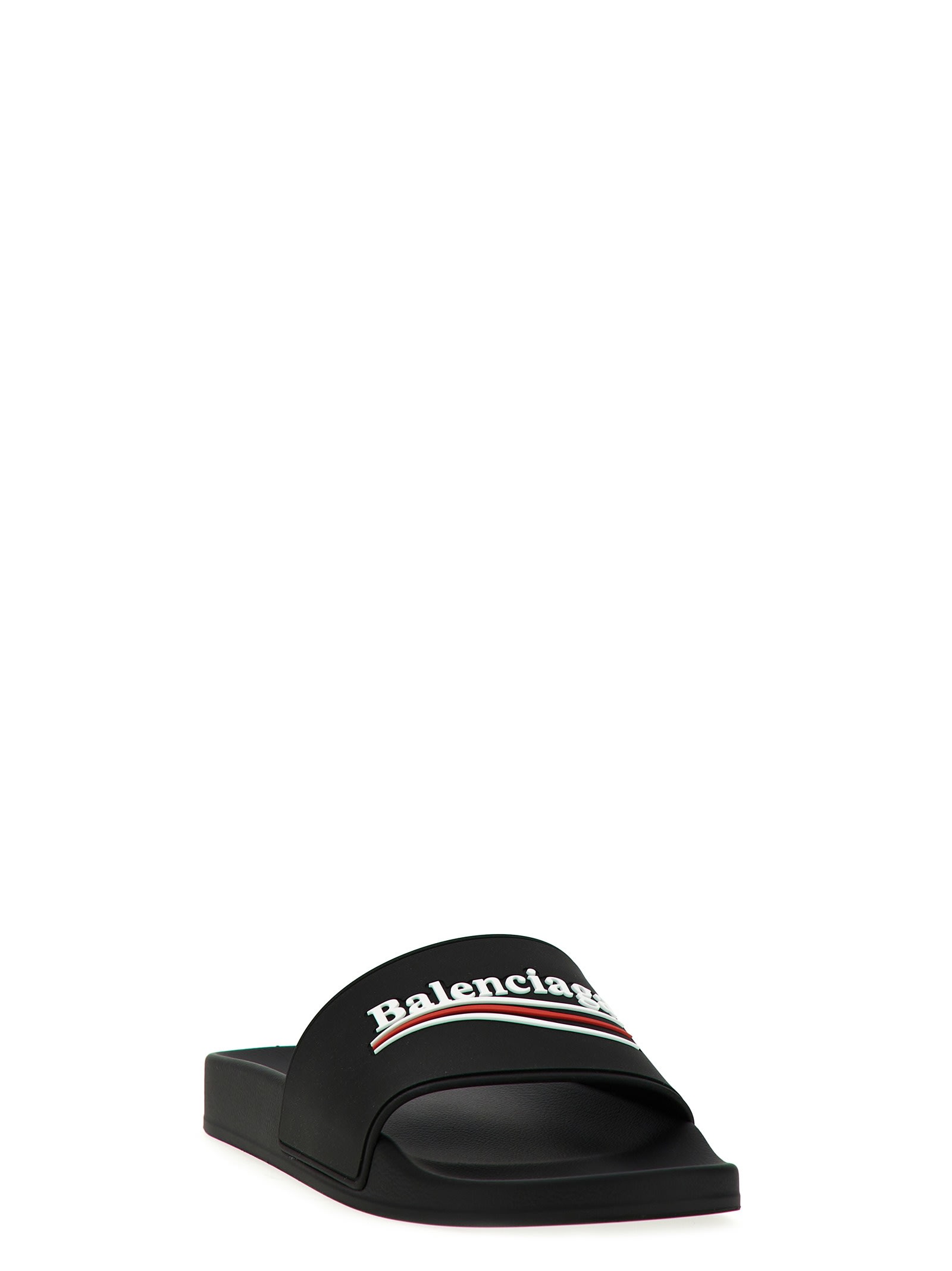 Balenciaga Political Campaign Pool Slides In Black