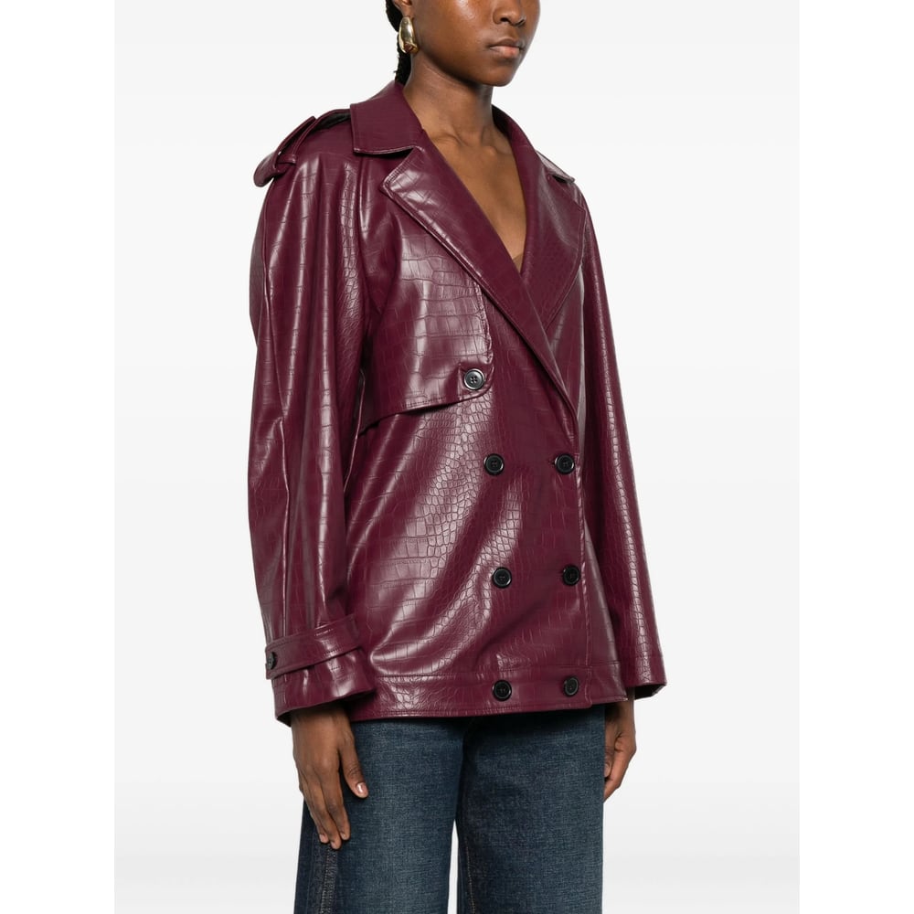 The Nina Studio Crocodile-effect Double-breasted Jacket In Red