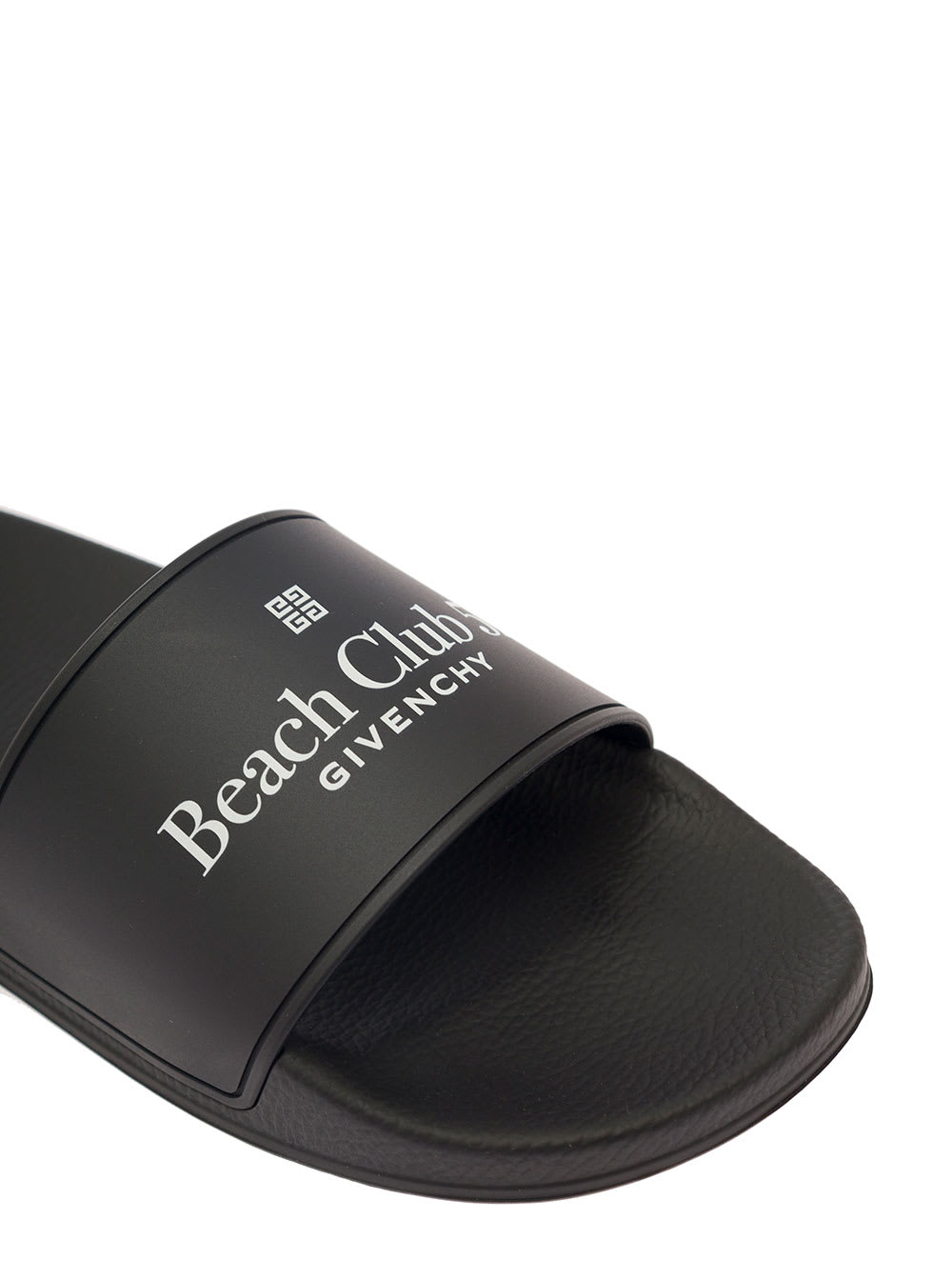 Shop Givenchy La Plage Black Flat Slides With Logo In Polyurethane Man