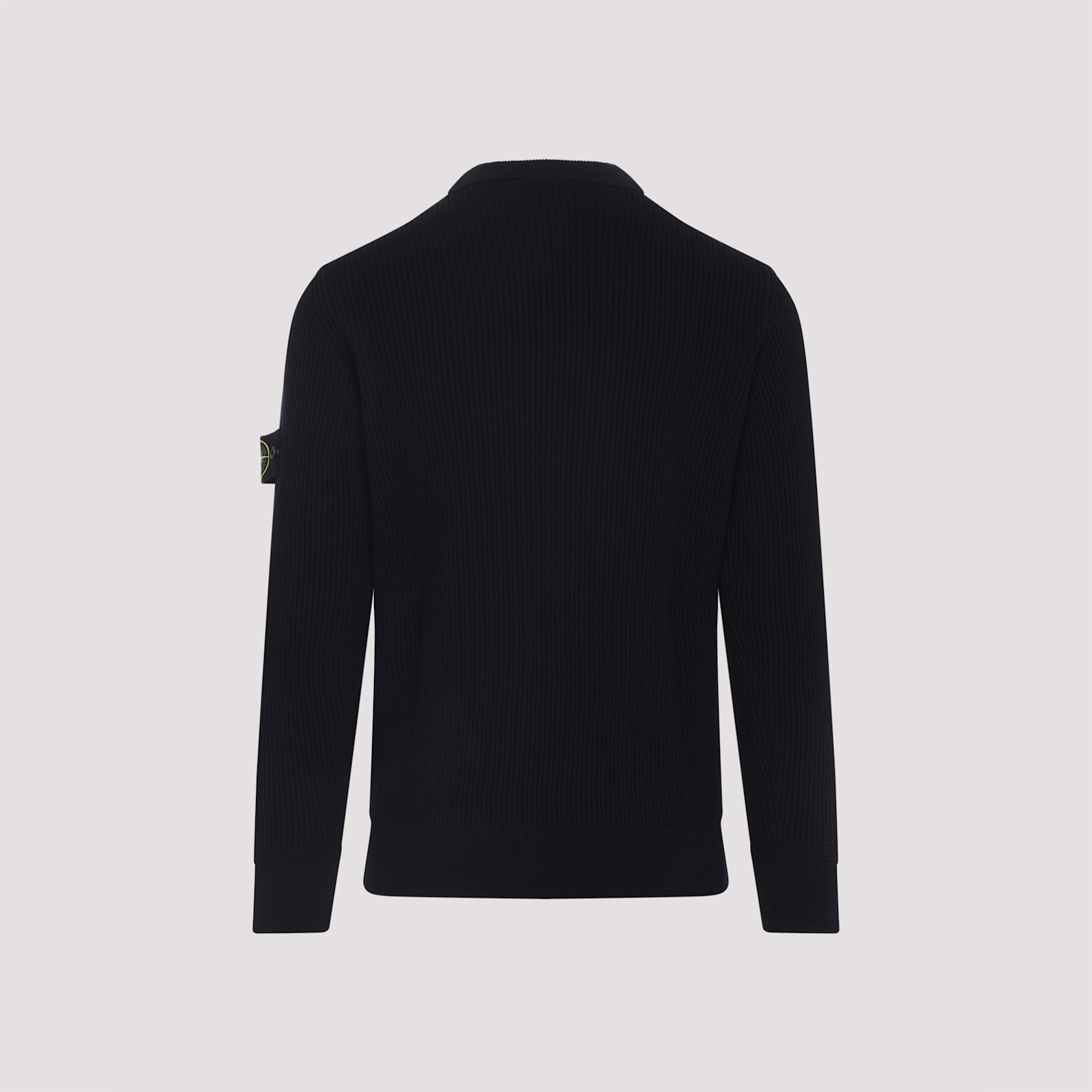 Stone Island Round-neck Jumper With Embossed Stitching In Black