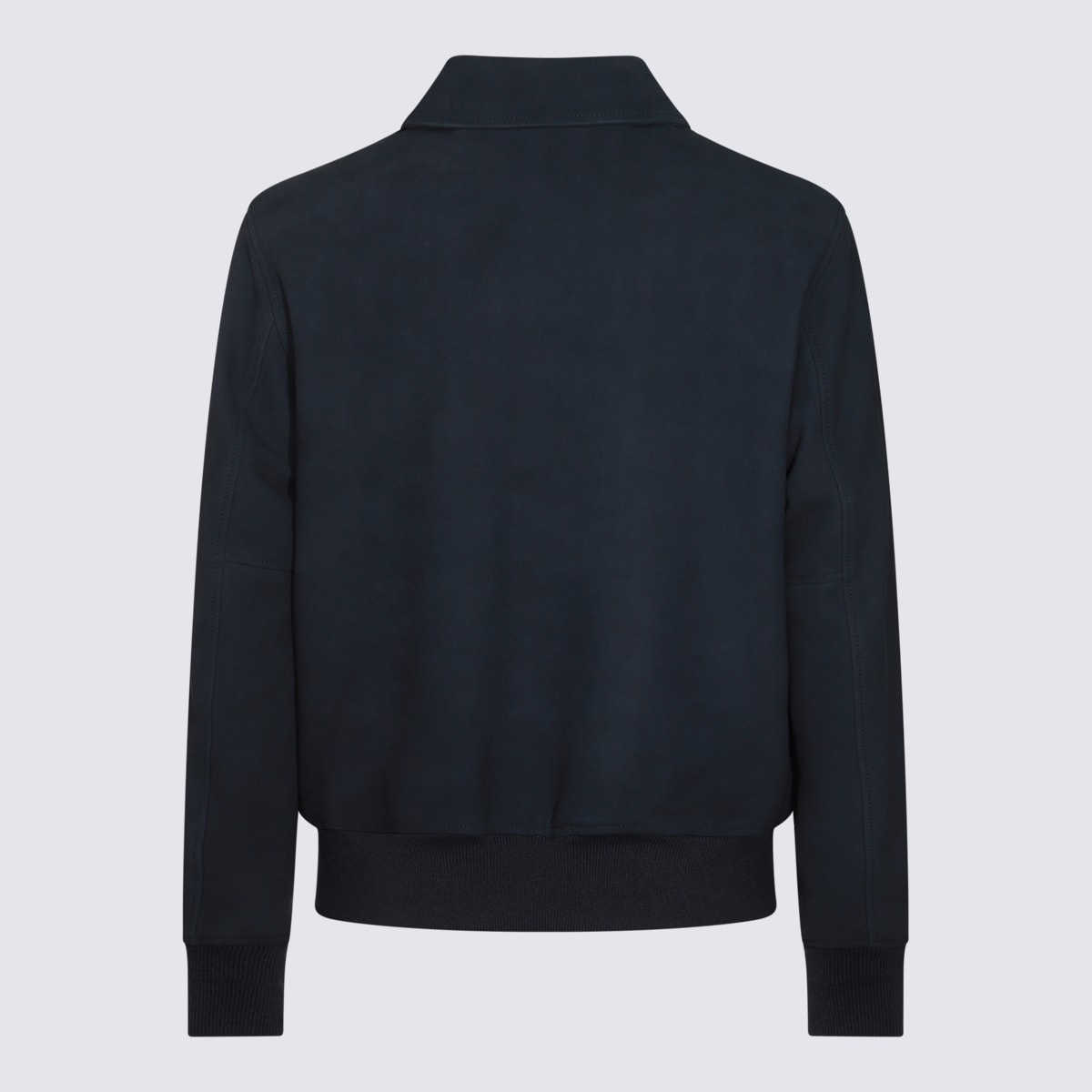 Shop Givenchy Navy Blue Leather Jacket