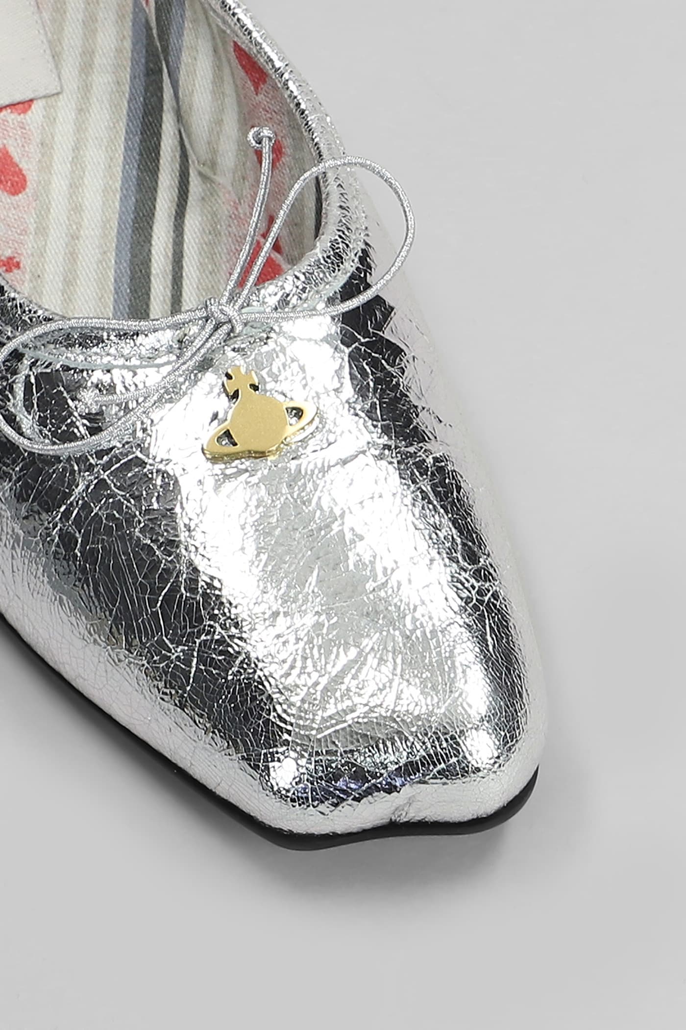 Vivienne Westwood Brigitte Ballet Flats In Silver Leather