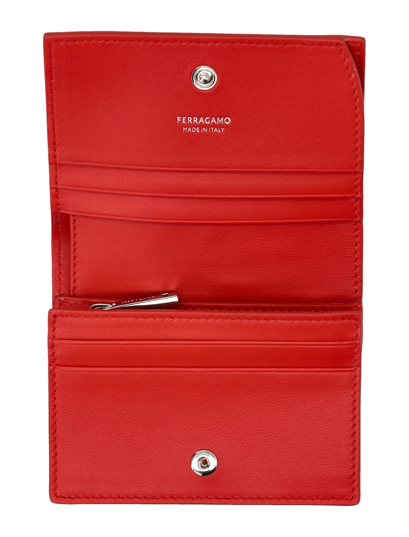 Shop Ferragamo Gancini Compact Wallet In Flame Red 305