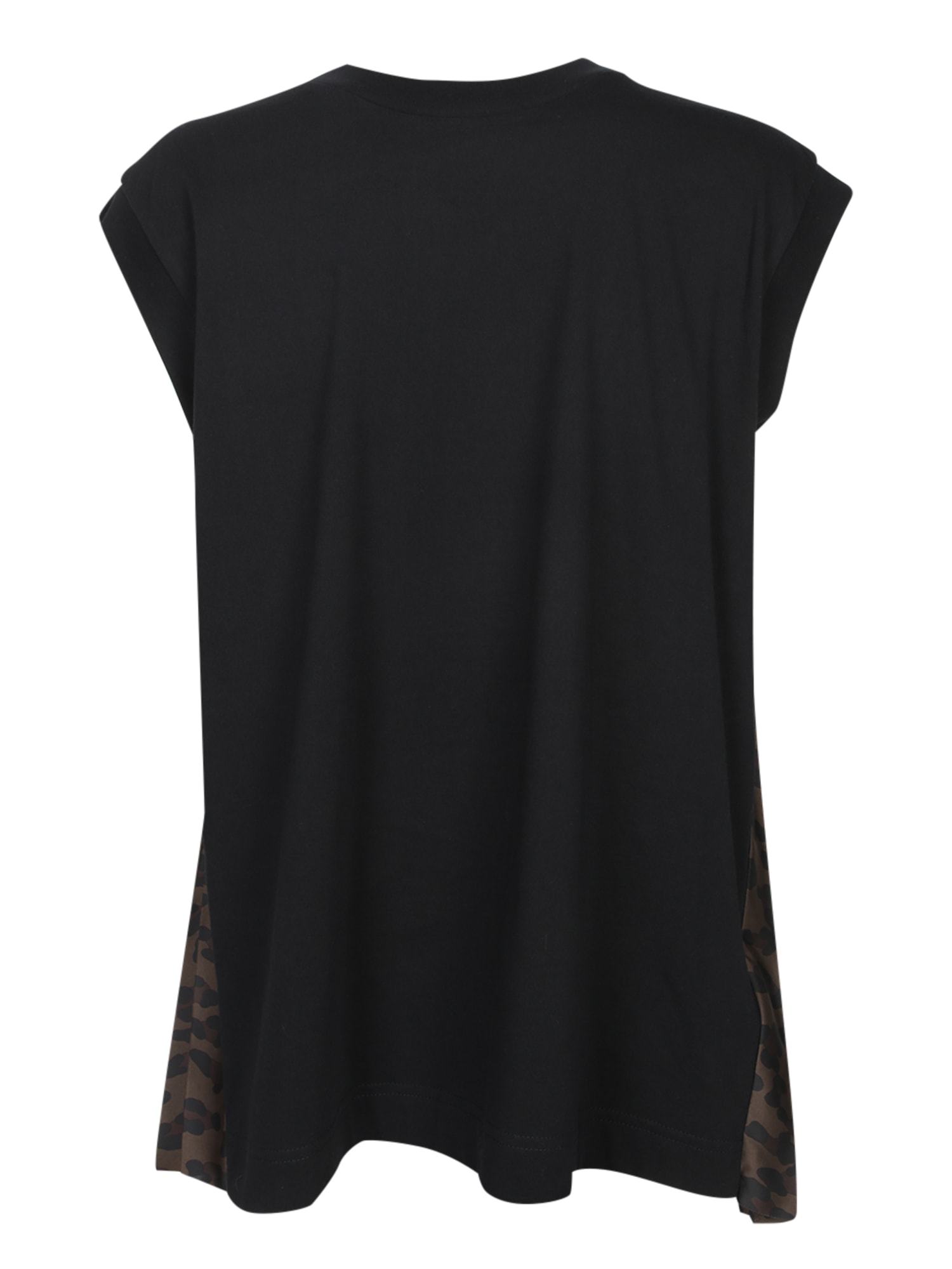 Pleated Leopard Print Black T-shirt