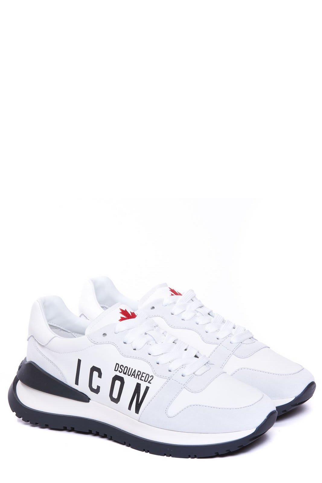 Shop Dsquared2 Icon Lace-up Running Sneakers In White/black/red