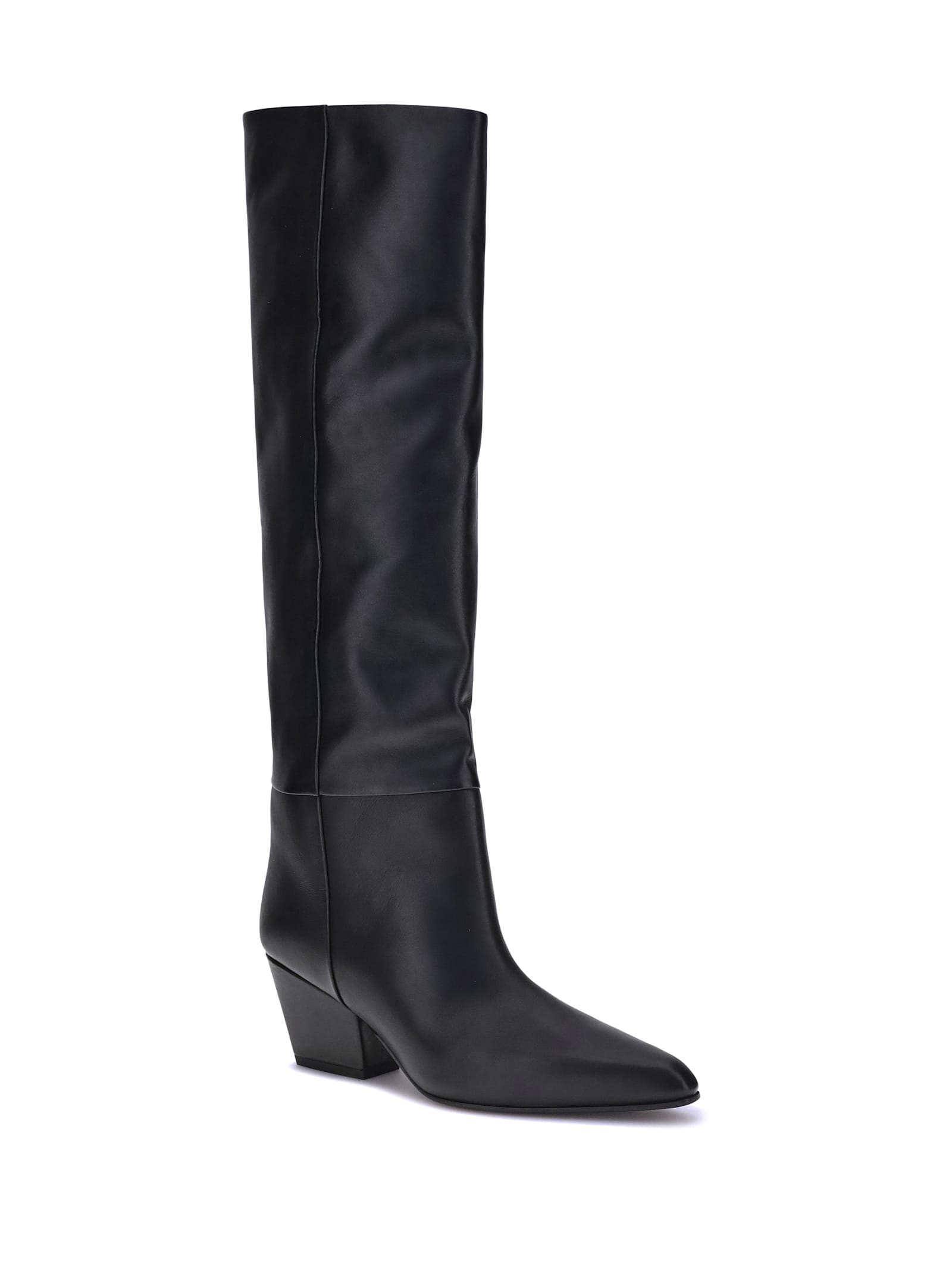 Paris Texas Jane Knee-high Leather Texan Heel Boots In Nude