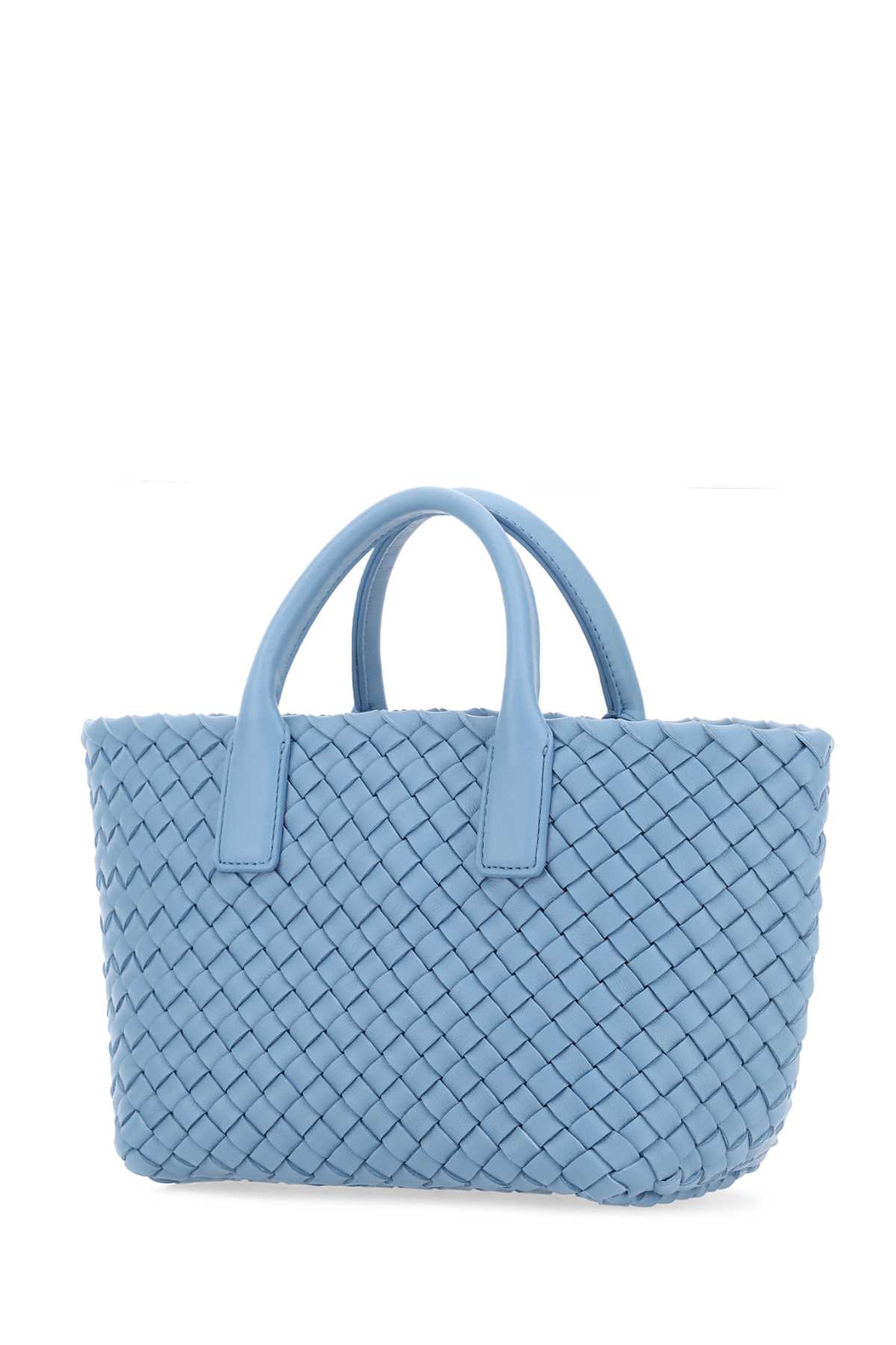 Shop Bottega Veneta Cerulean Blue Leather Mini Cabat Handbag In Azzurro