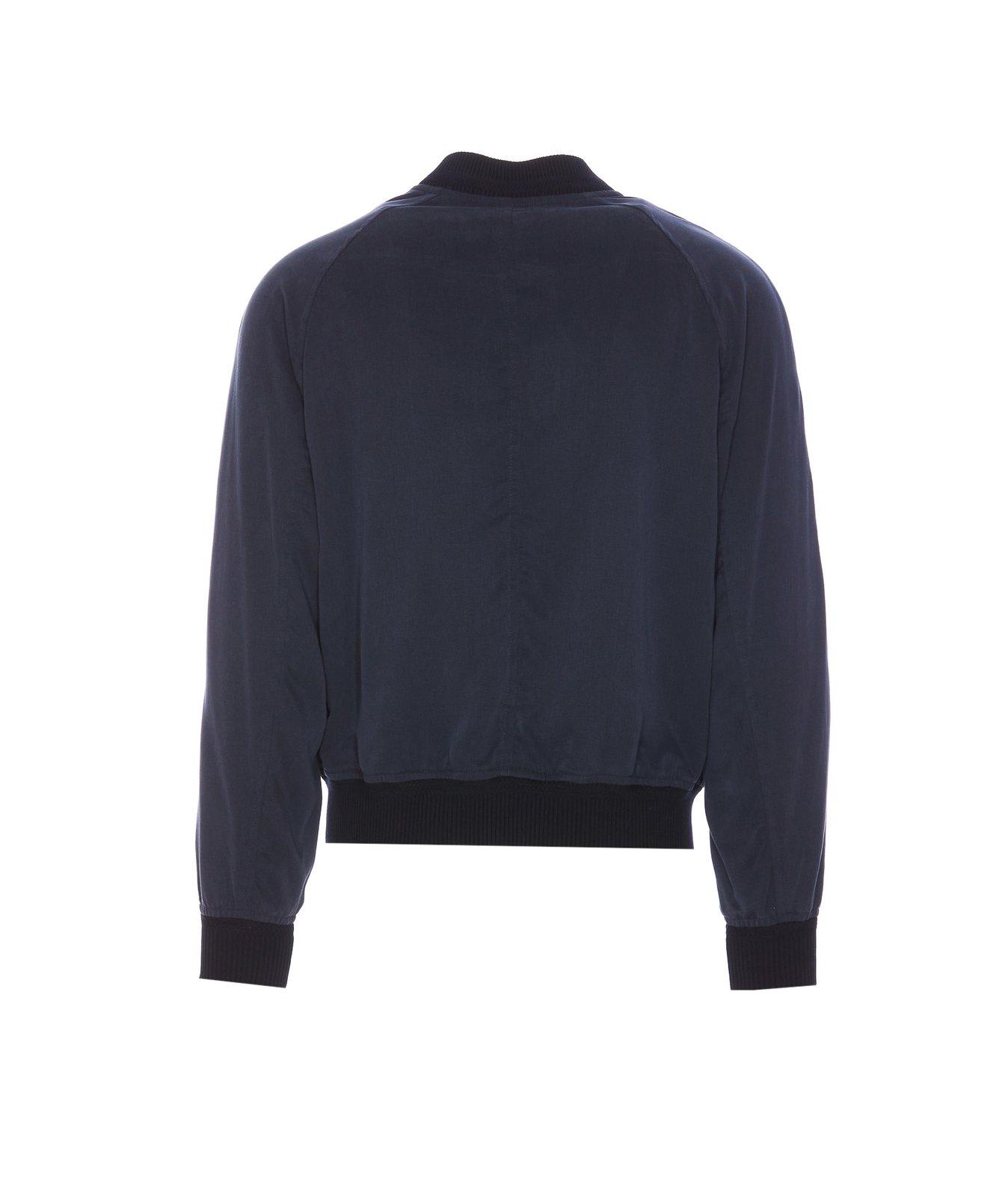 Tom Ford Navy Blue Gabardine Bomber Jacket In Blue