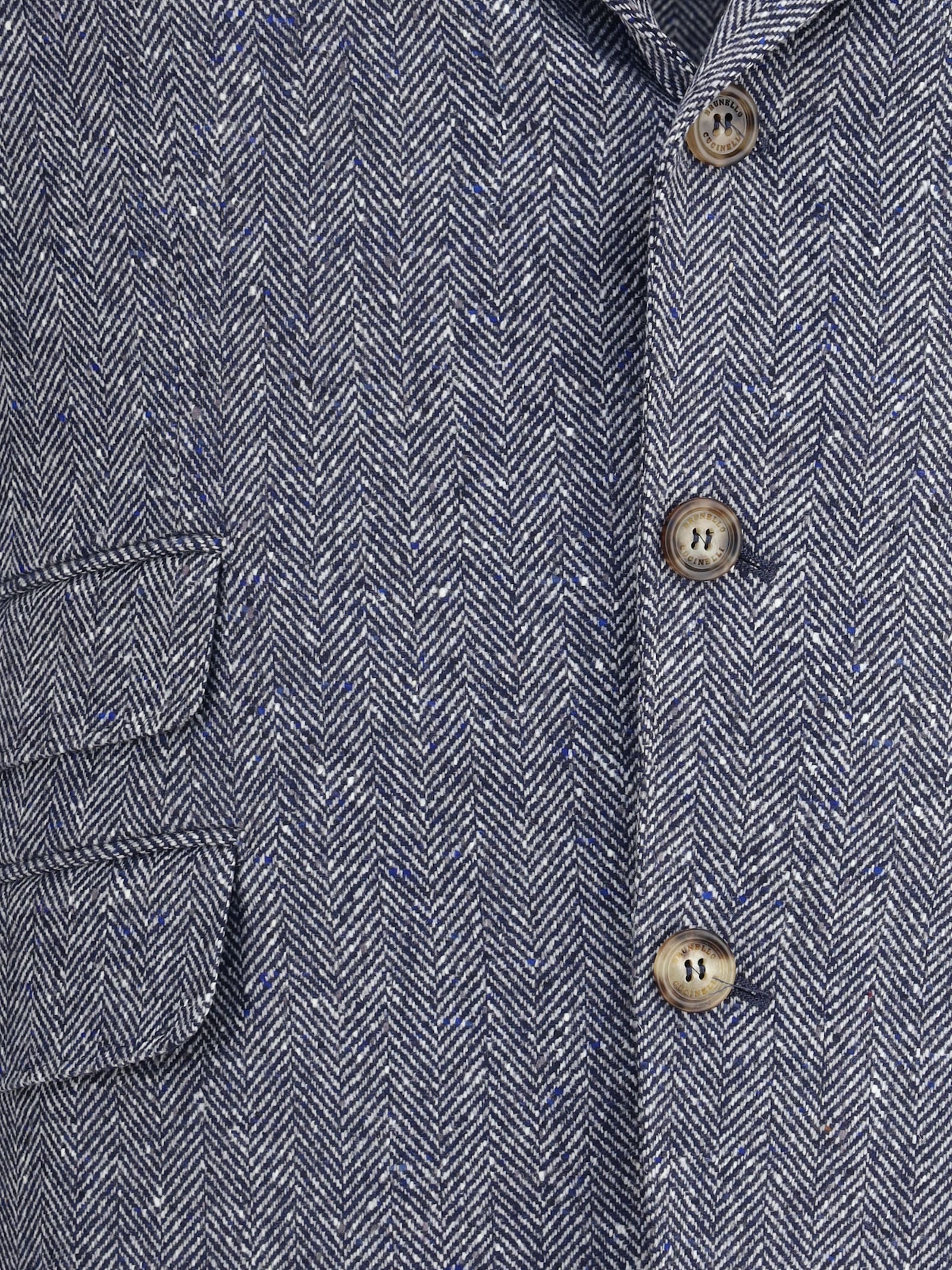 Brunello Cucinelli Men Herringbone Blazer In Blue