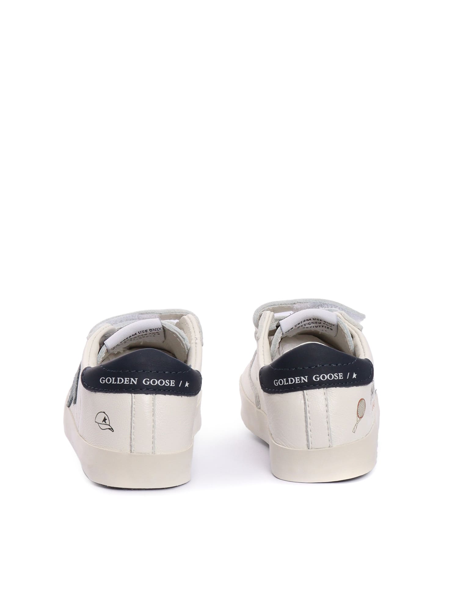 Golden Goose Baby School Nappa Upper With Prints Suede Star Leather Heel Sneakers In White