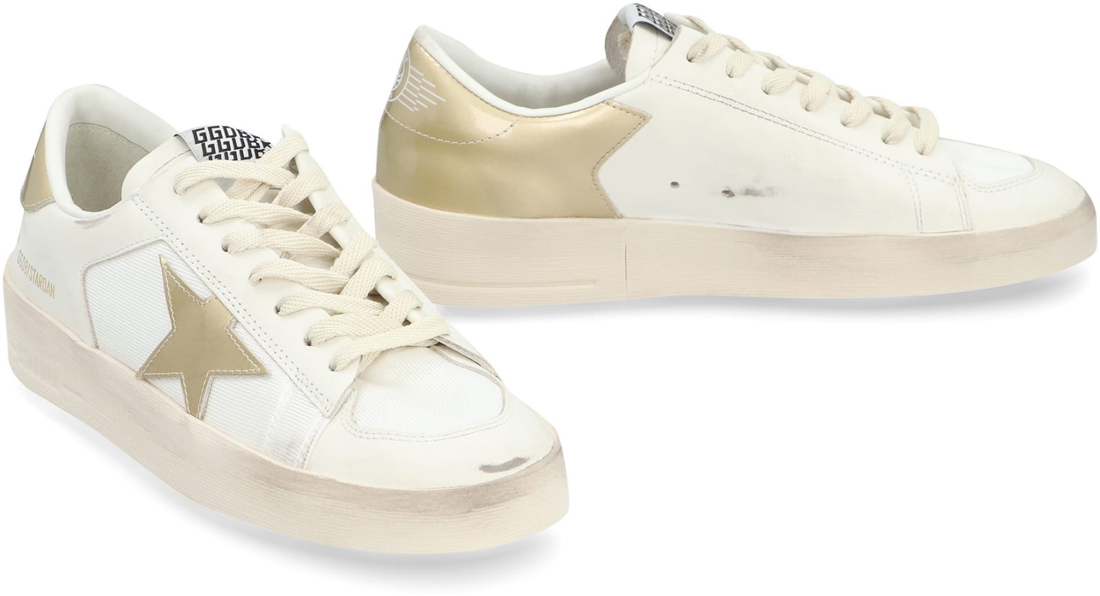 Shop Golden Goose Stardan Leather And Fabric Low-top Sneakers In White