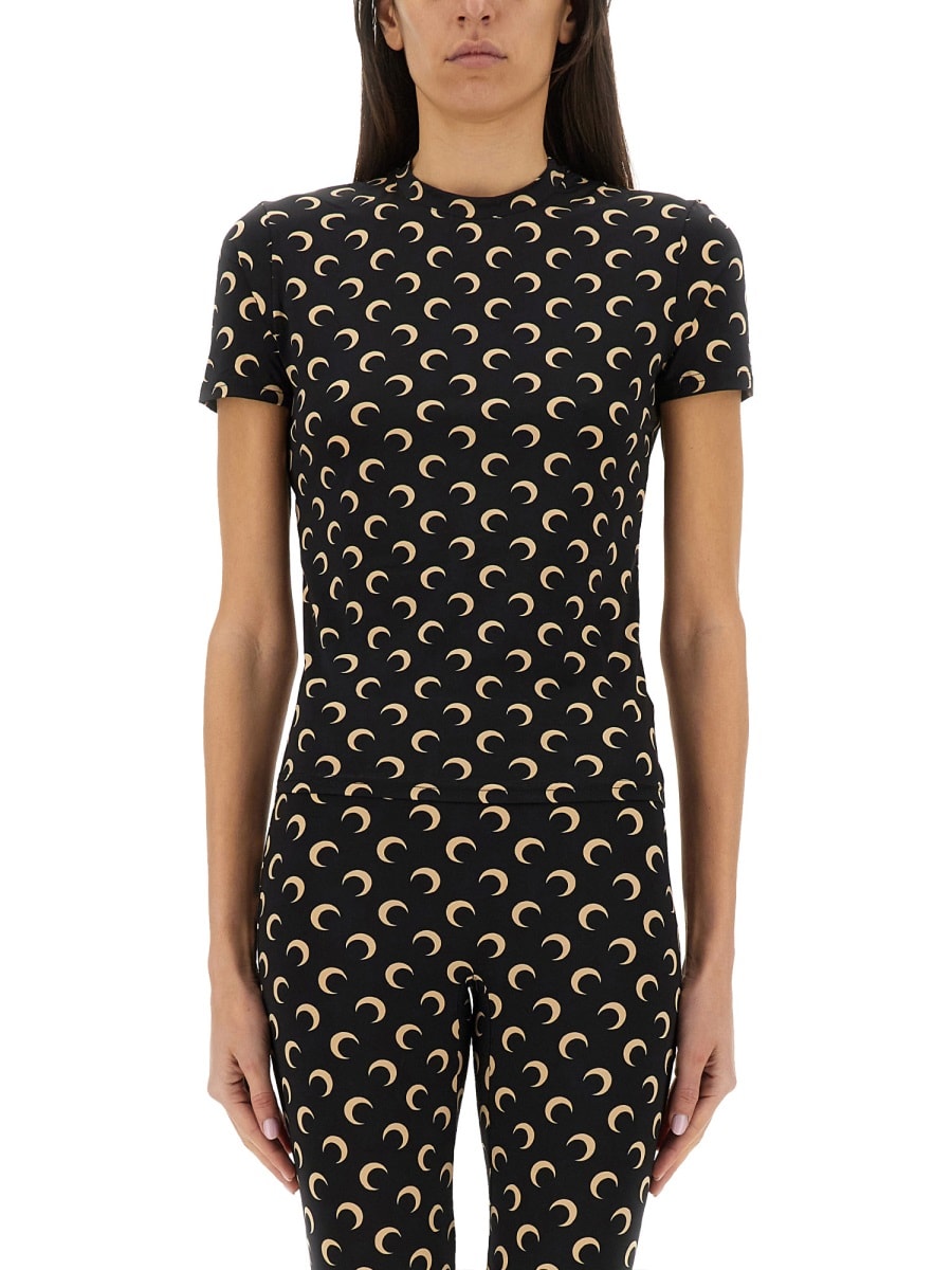 Marine Serre T-shirt Moon In Black