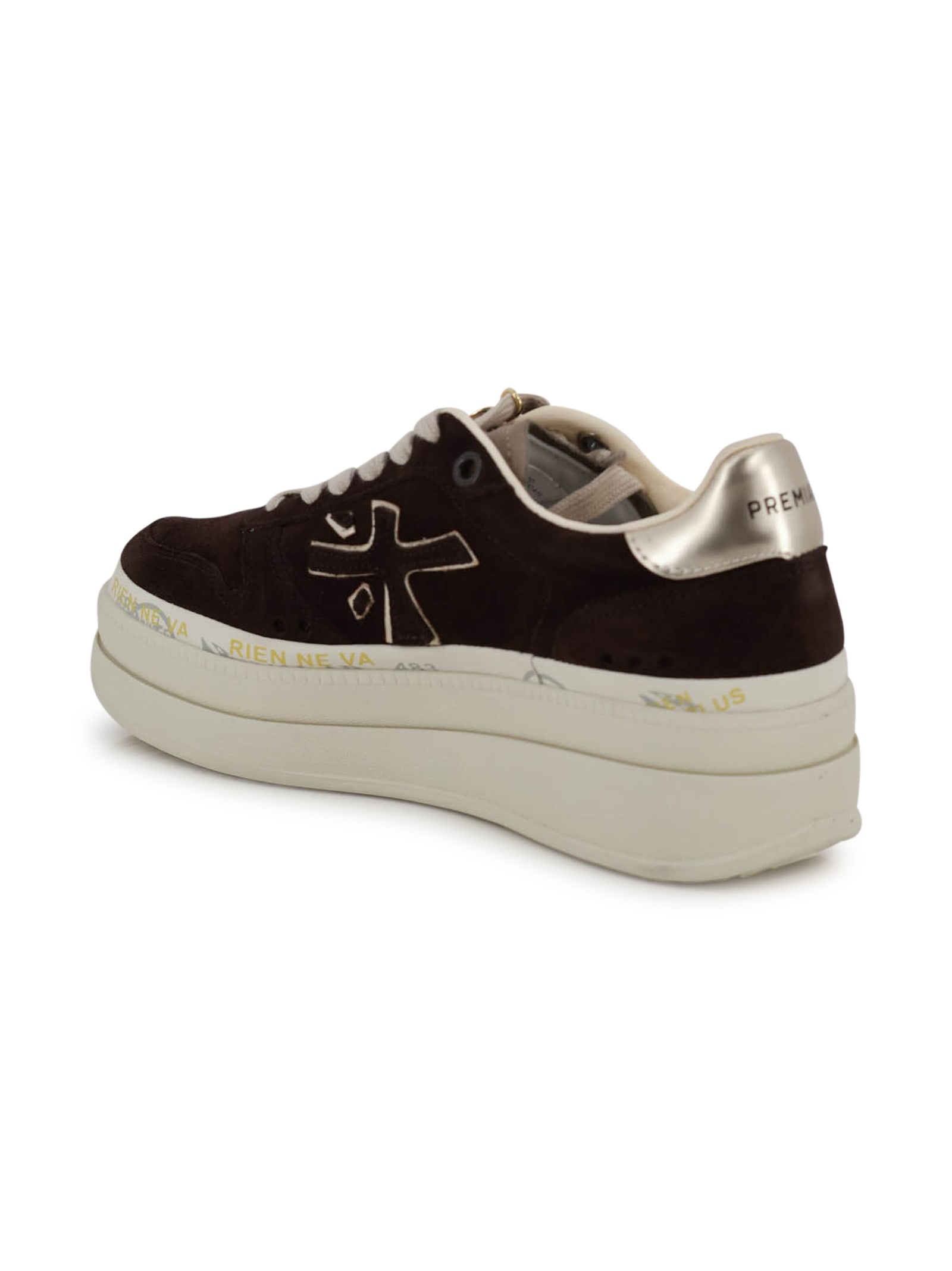 Premiata Suede Platform Lace-up Shoes In Black