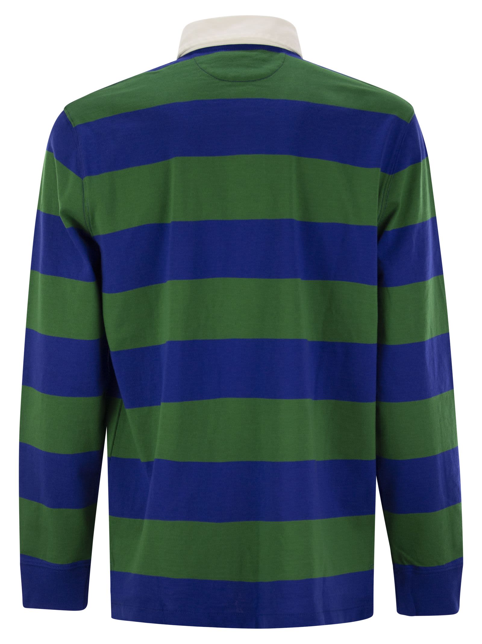 Shop Polo Ralph Lauren Long-sleeved Rugby Jersey In Green/blue