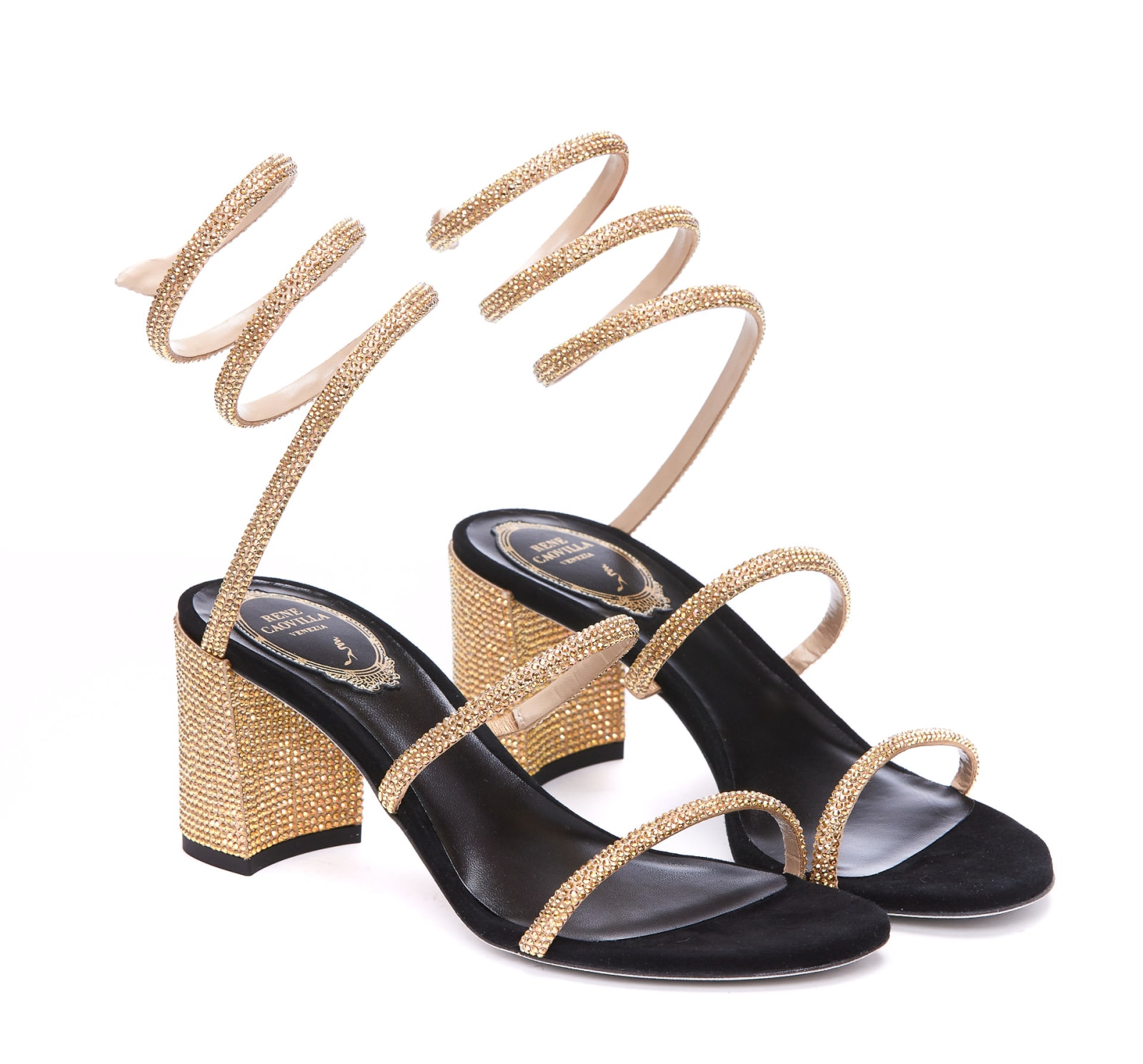 Shop René Caovilla Cleo Pump Sandals In Golden