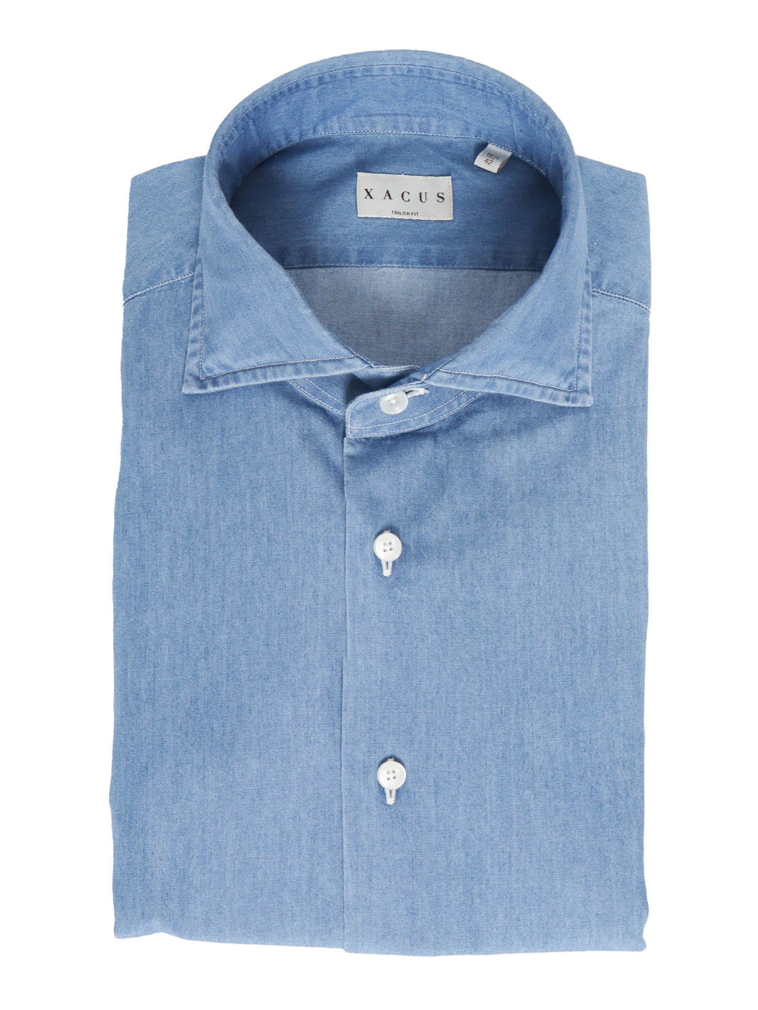 Shop Xacus Light Blue Cotton Shirt
