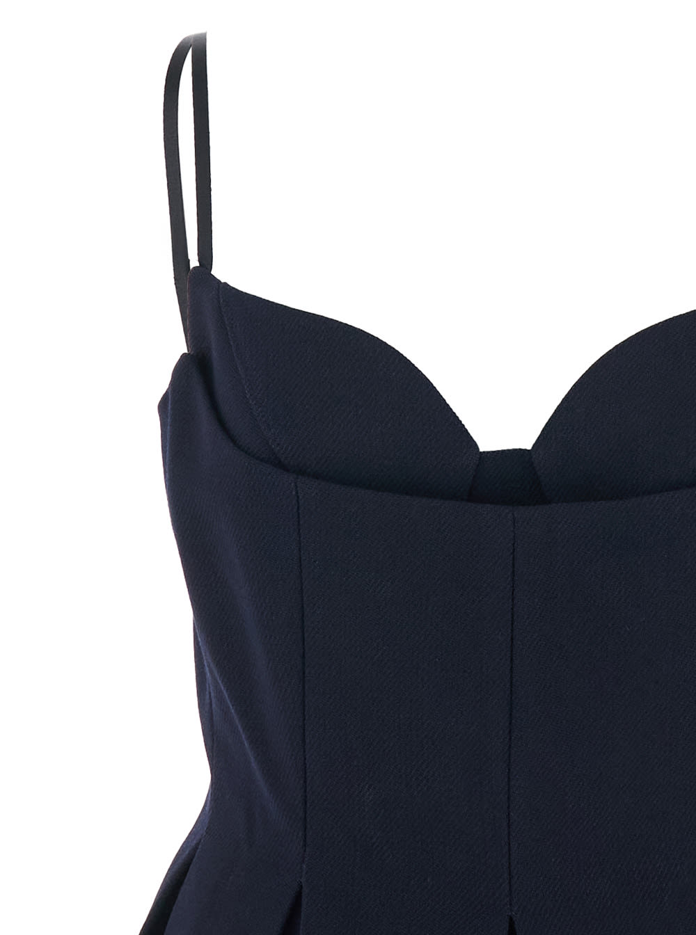 Shushu-tong Black Pleated Sleeveless Dress With Sweetheart Neckline And Contrasting Hem In Wool Woman In Blue