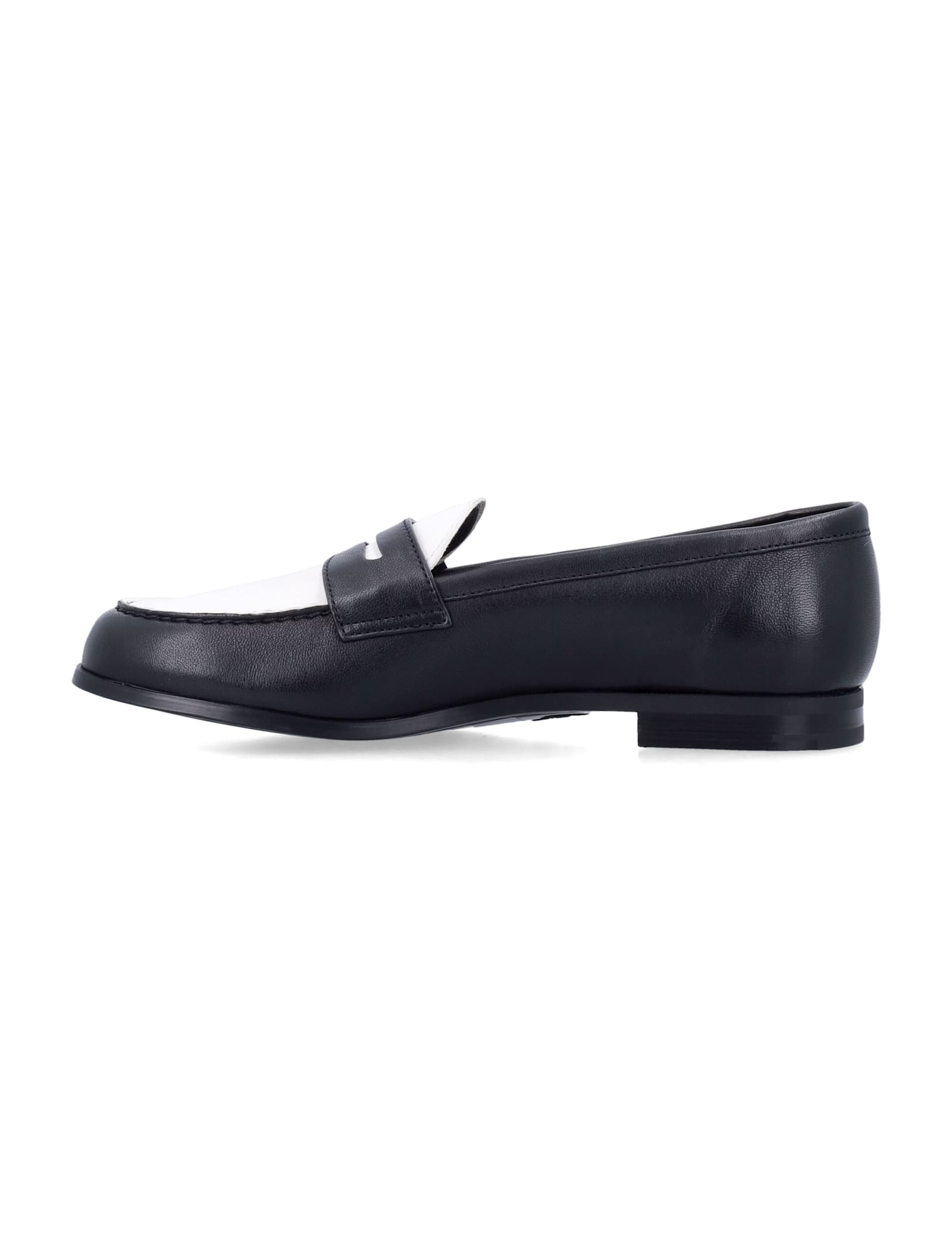 Church's Round Toe Loafers Contrasting Detail In Black + Ivory