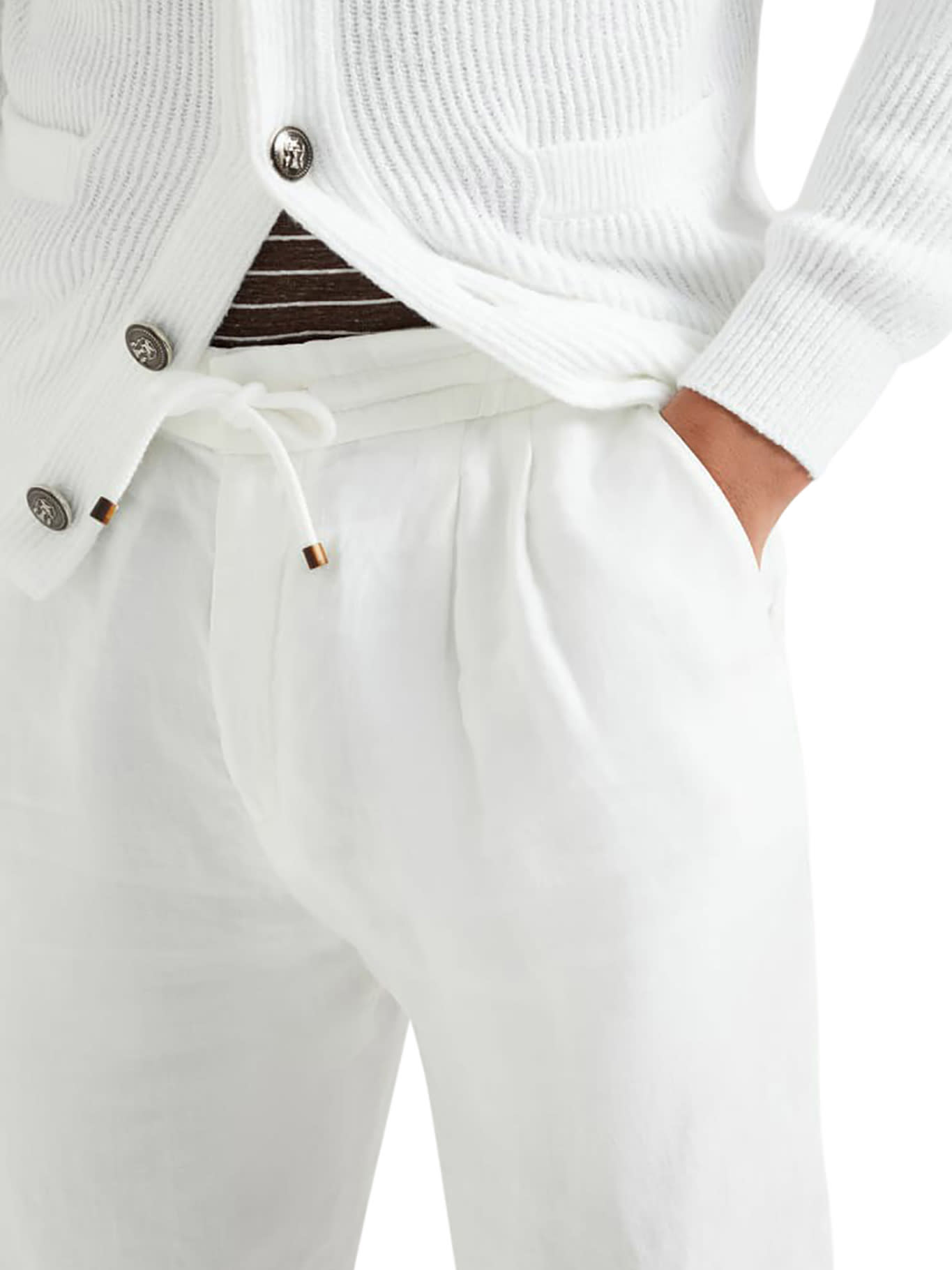 Brunello Cucinelli Garment Dyed Linen Gabardine Bermuda Shorts With Drawstring And Darts In C2200