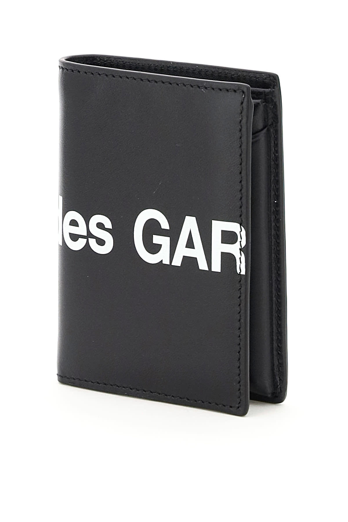 Shop Comme Des Garçons Small Bifold Wallet With Huge Logo In Black