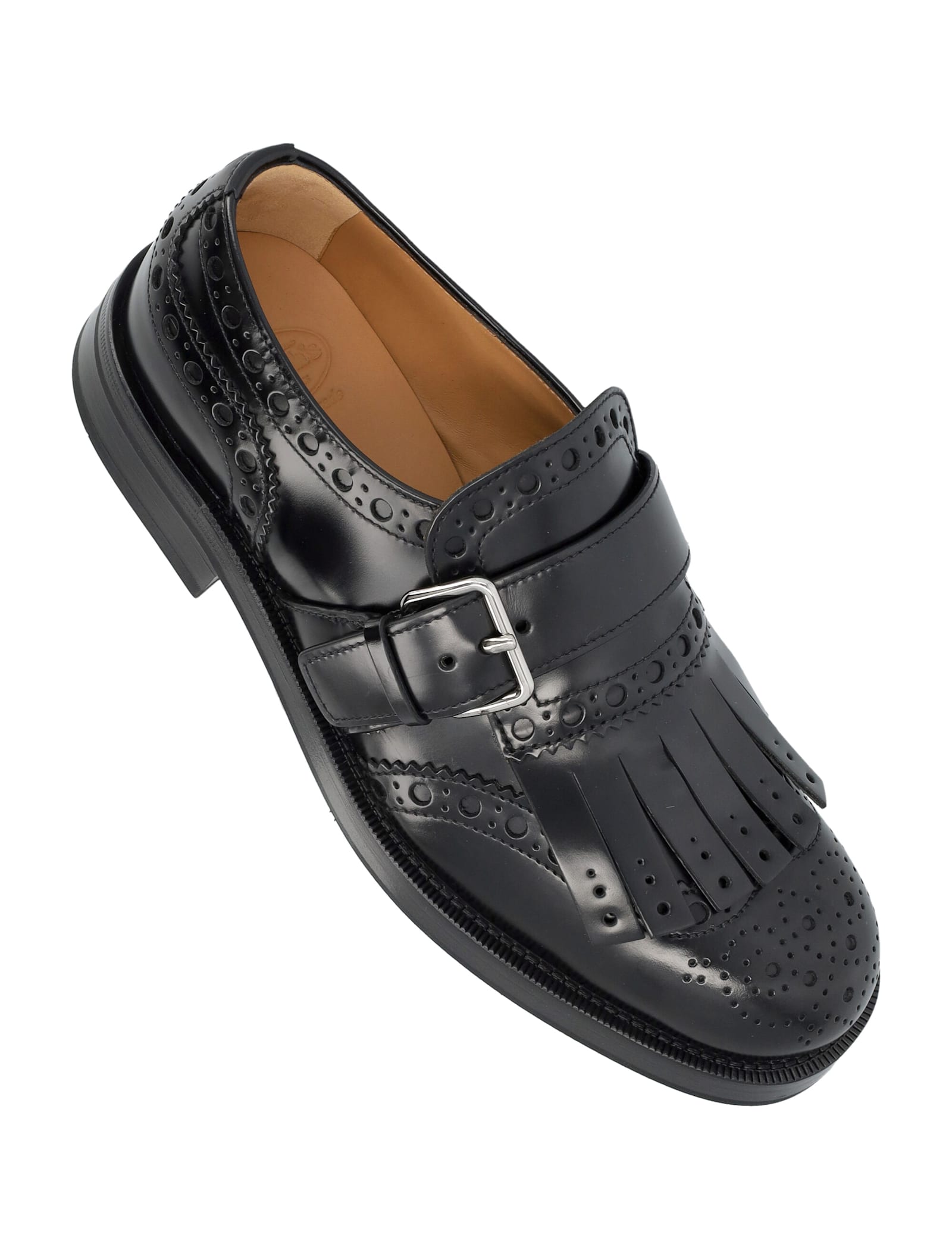 Church's Black Leather Monk Strap Brogues In Black