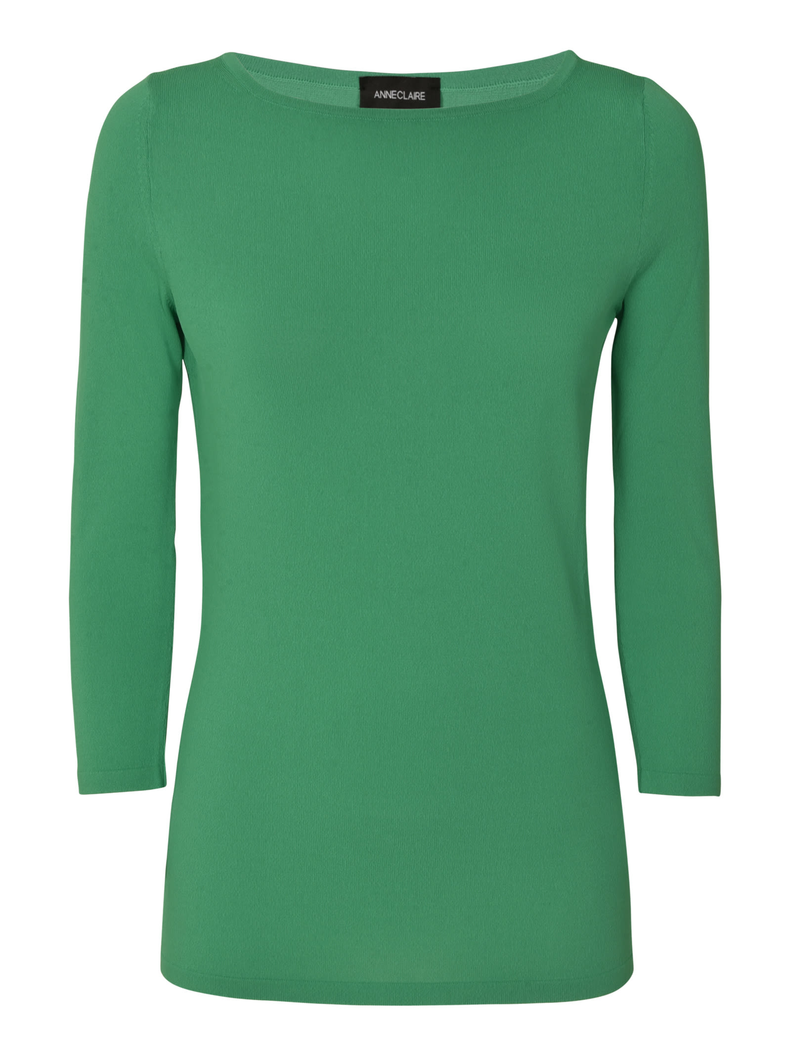 Anneclaire Boat Neck Jumper In Green