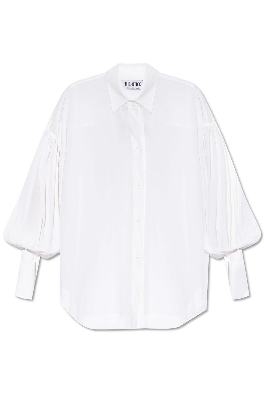 Shop Attico Logo Embroidered Oversized Shirt In White