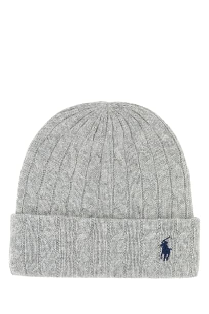 Shop Polo Ralph Lauren Cable Knit Beanie In Grigio