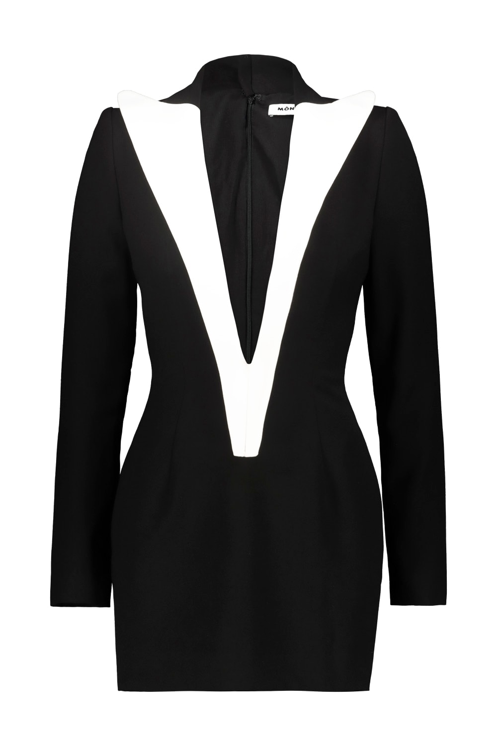 Shop Monot Long Sleeve Dress In Black/white