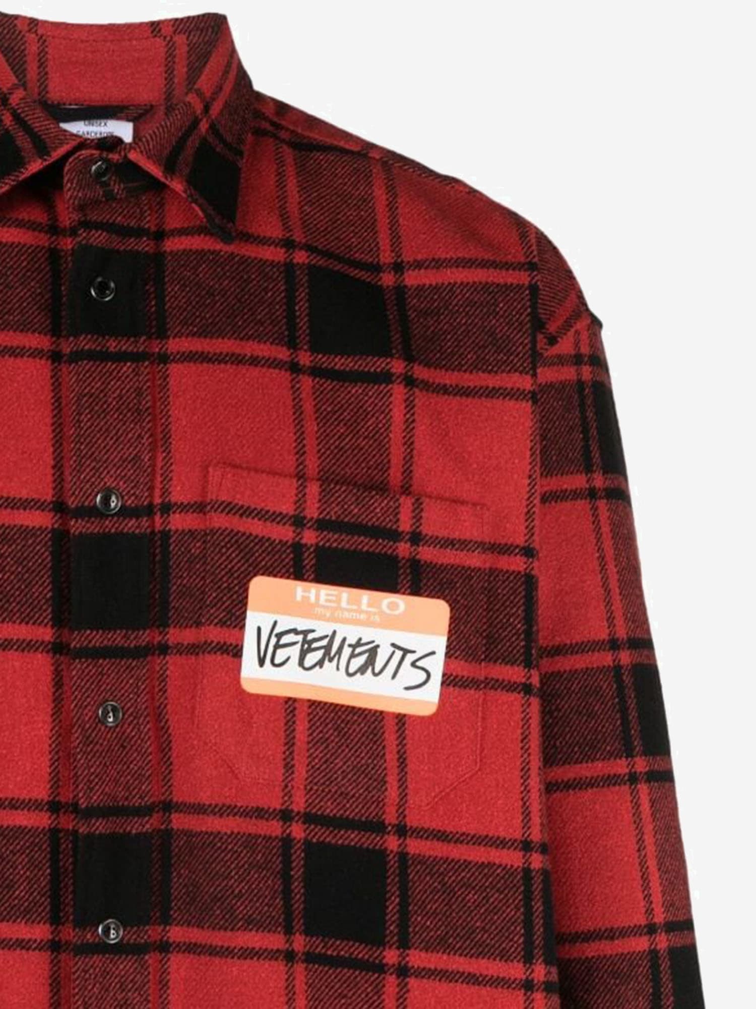 Vetements Cotton Blend Shirt With Check Pattern In Red