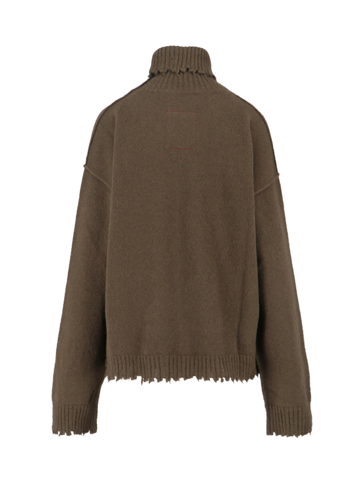 Uma Wang Omens Army Green Distressed High-neck Cashmere Jumper In Green