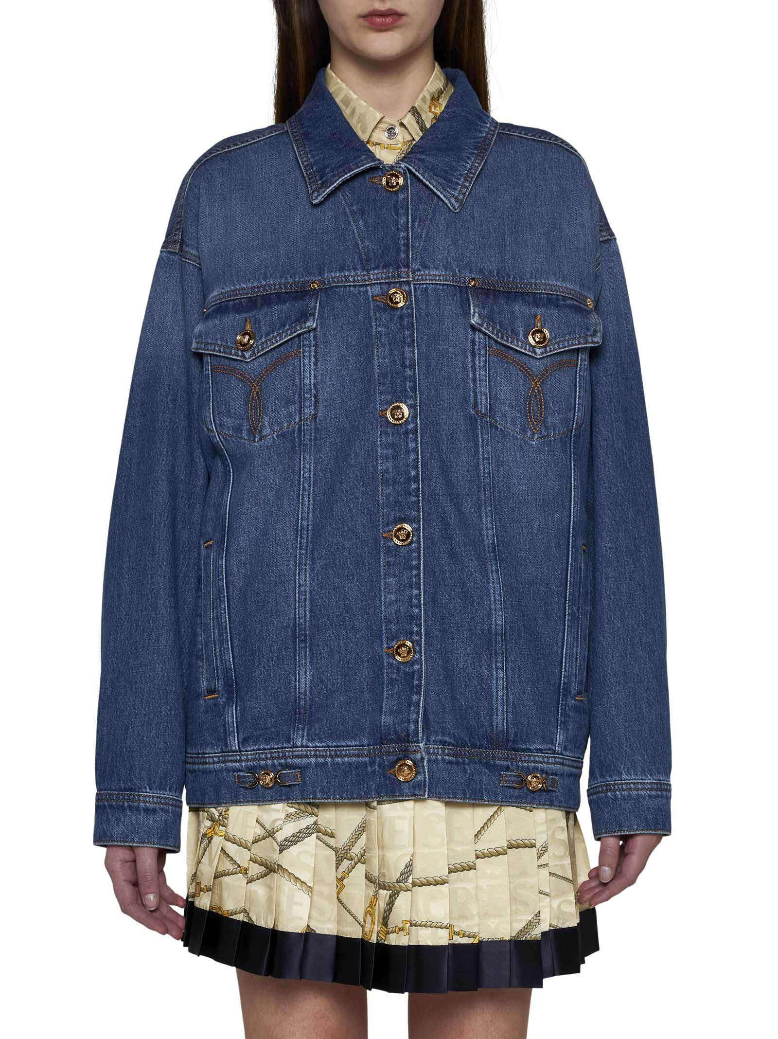 Shop Versace Jacket In Medium Blue