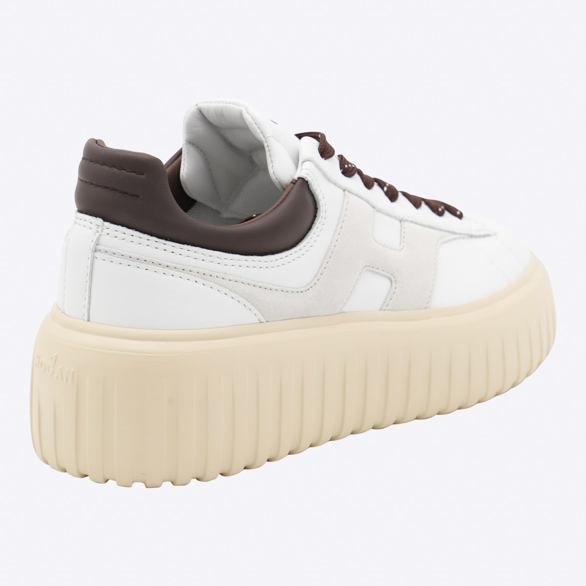 Hogan Striped Sneakers With Padded Collar And Contrasting Sole In Brown
