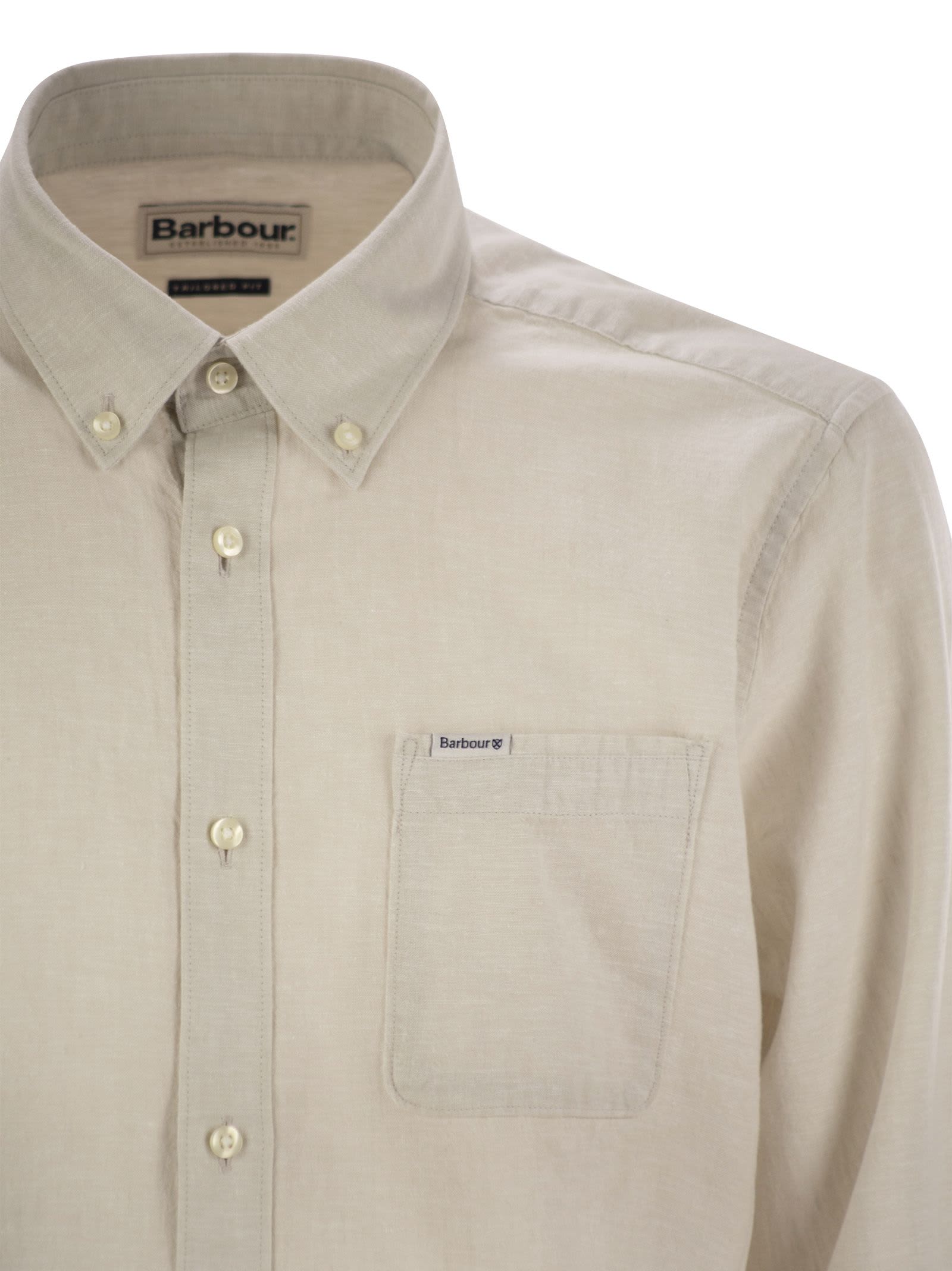 BARBOUR NELSON - LINEN AND COTTON LONG-SLEEVED SHIRT