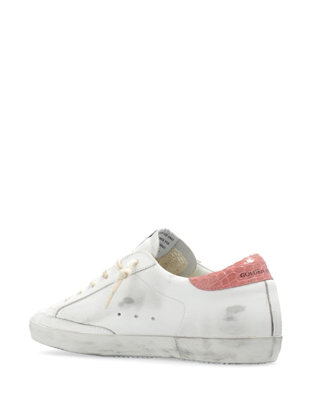 Shop Golden Goose Super Star Leather Upper Glitter Star Cocco Printed Heel In White Silver Pink