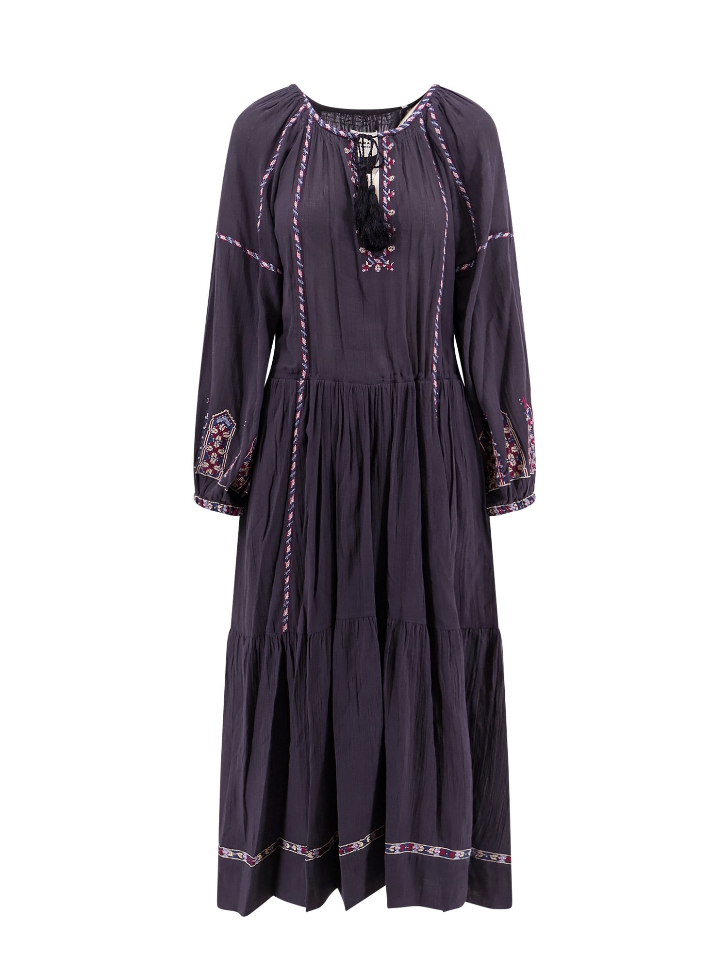Shop Isabel Marant Étoile Florenza Cotton Long Dress With Embroidery
