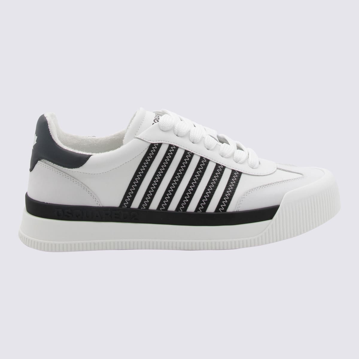 Dsquared2 White And Black Leather New Jersey Trainers