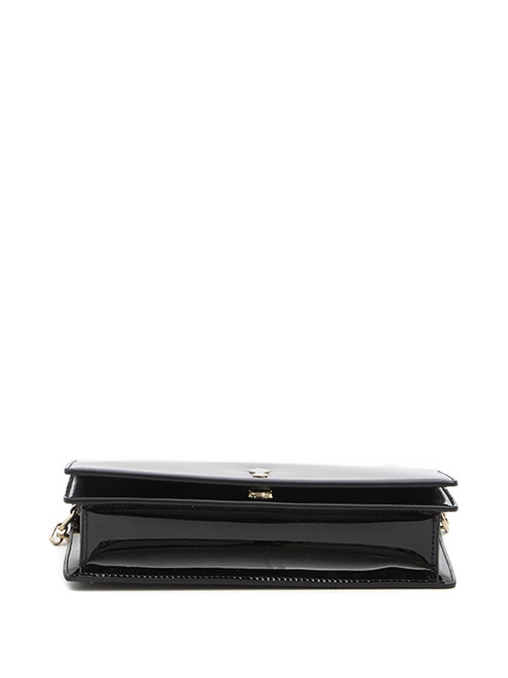 Christian Louboutin Rectangular Patent Clutch Featuring Chain Strap In Black