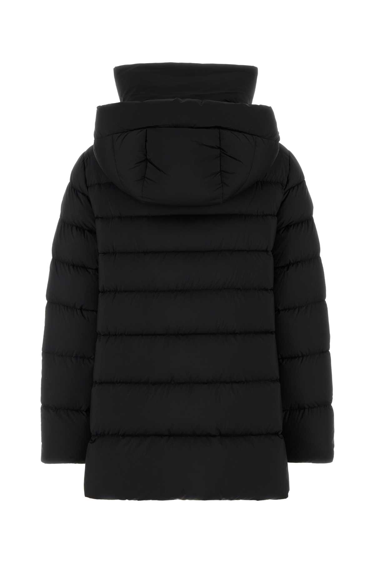 Moorer Hooded Quilted Down Jacket With Snap Button Pockets In Black