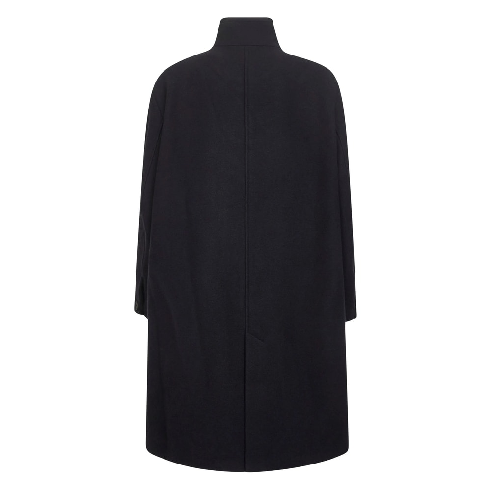 Studio Nicholson Long Coat With Structured Shoulders And Pockets In Black