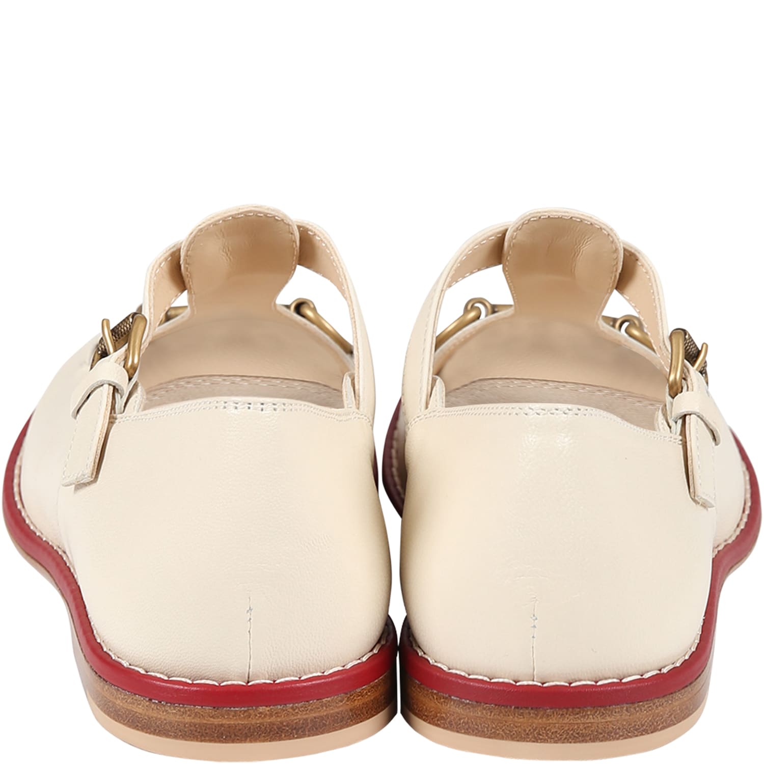 Shop Gucci Ivory Ballet Flats For Girl With Iconic Horsebit In White