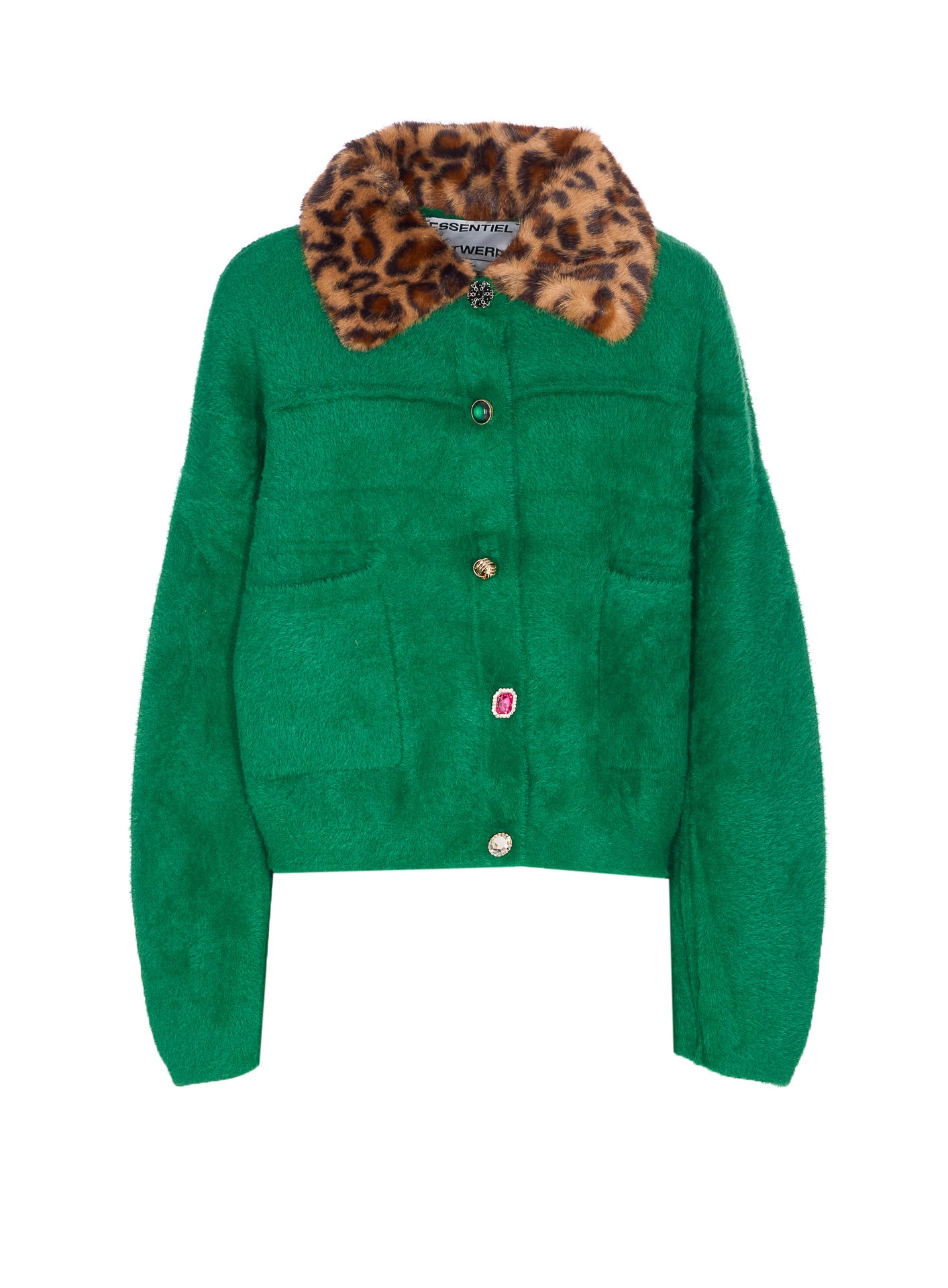Essentiel Antwerp Button-embellshment Cardigan In Green