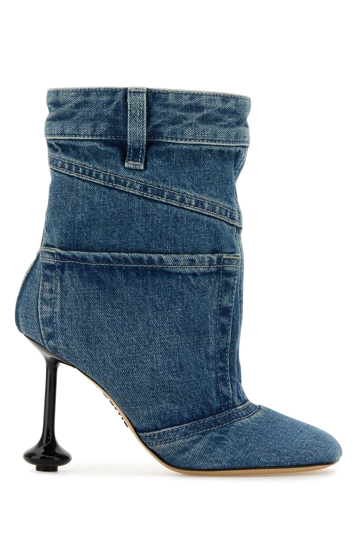 Shop Loewe Denim Toy Panta Ankle Boots In Washeddenim